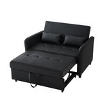 MERAX Canapé droit convertible 2 places pu noir