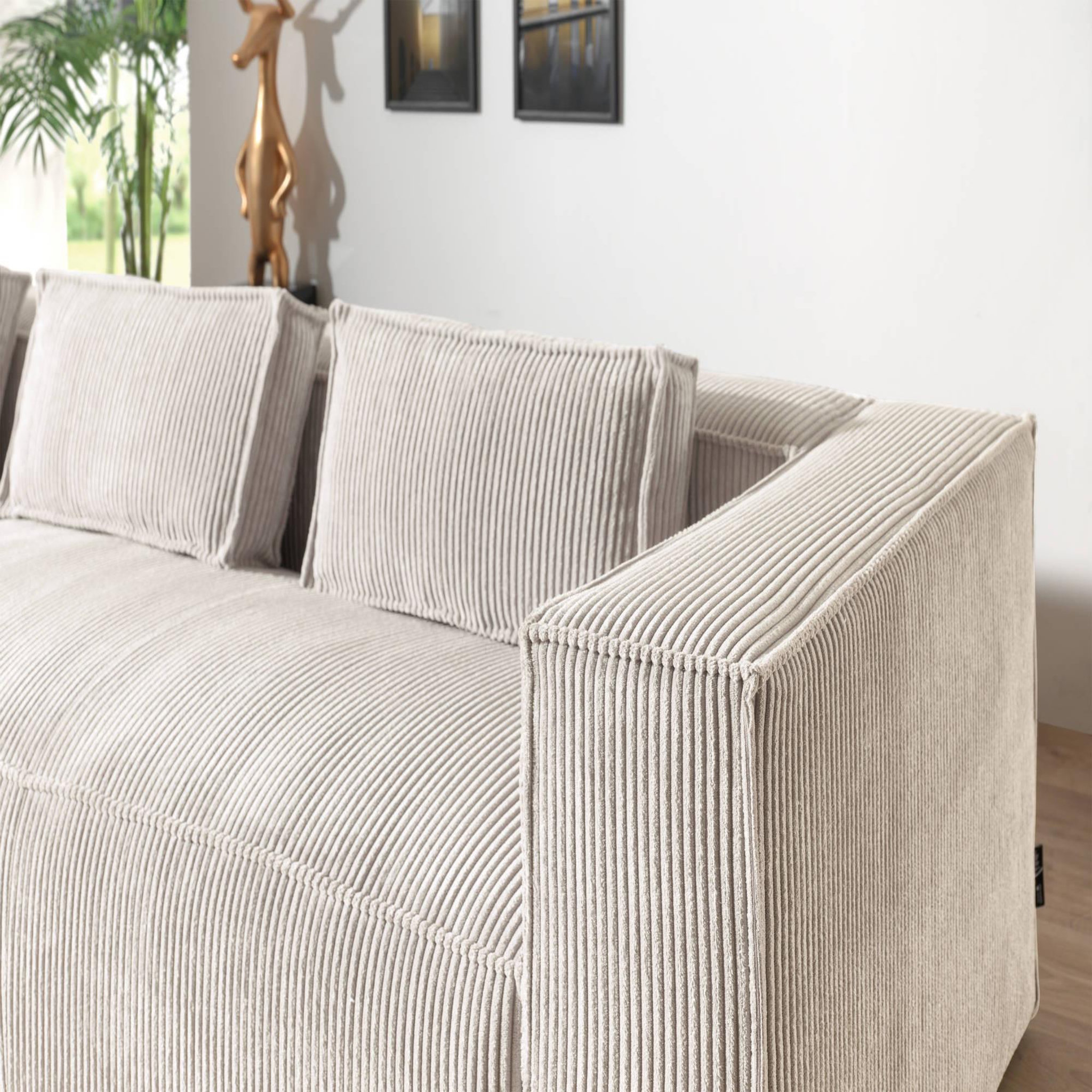 Voir la diapositive 4 : LISA DESIGN Stella - canapé d'angle - en velours côtelé - 4 places -style contemporain - gauche