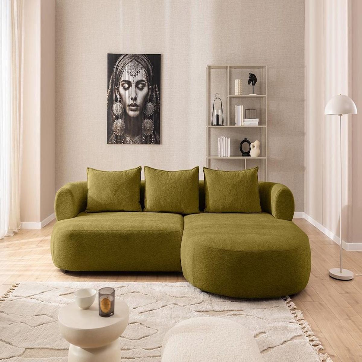 LISA DESIGN Angela - canapé d'angle droit 4 places en velours texturé