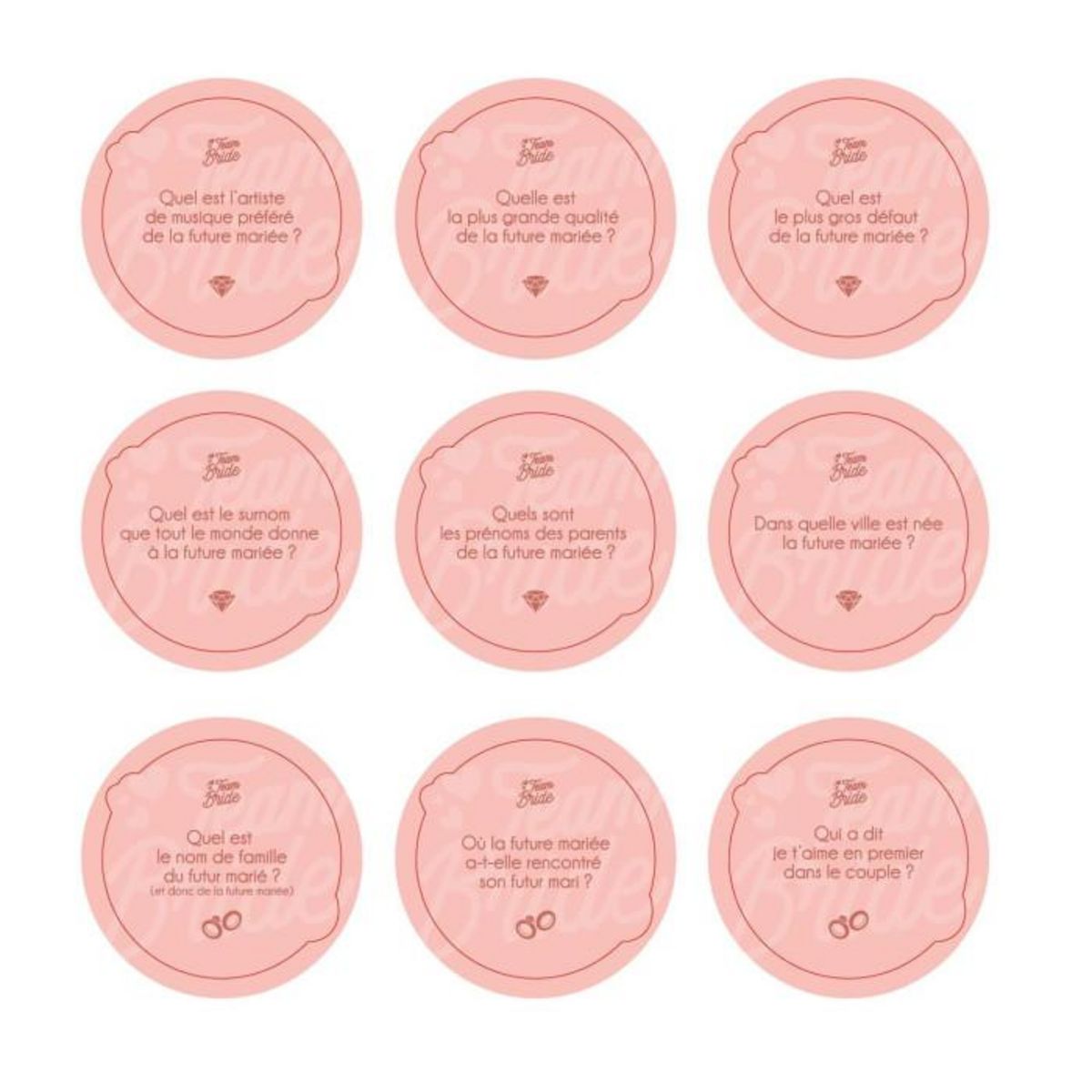 Paris Prix Jeu de 30 Questions  EVJF  8cm Rose