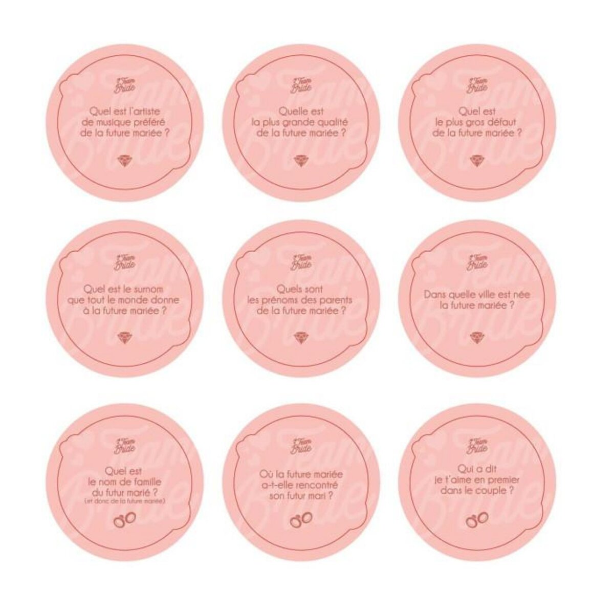 Paris Prix Jeu de 30 Questions  EVJF  8cm Rose