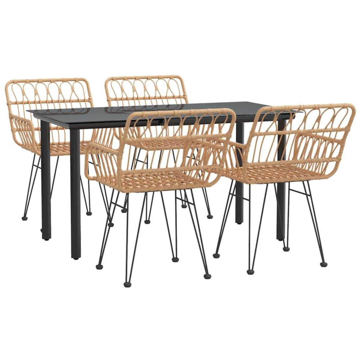 VIDAXL Ensemble a manger de jardin 5pcs Resine tressee