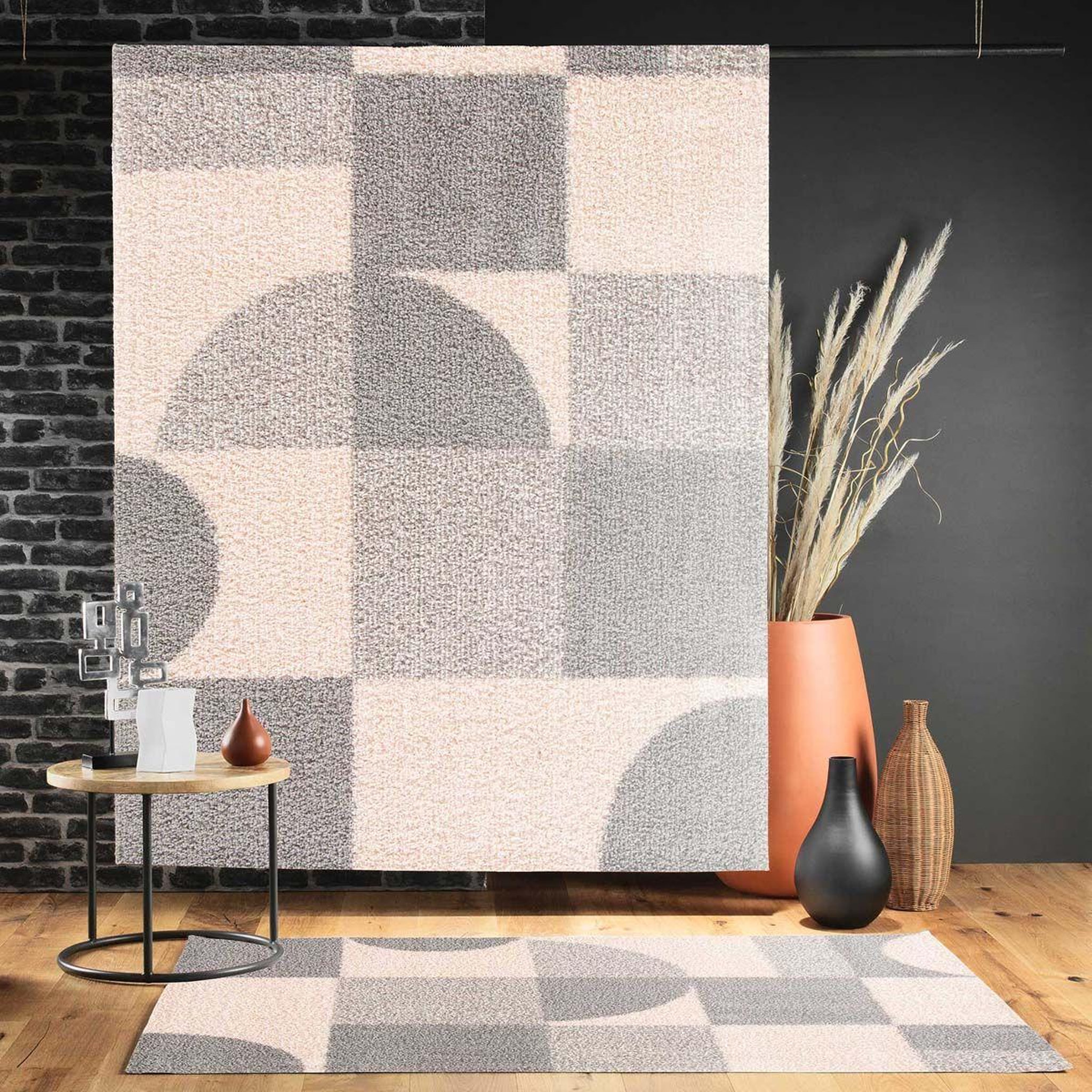 Voir la diapositive 2 : Douceur d'Intérieur Tapis déco  tyler  60x110cm naturel & gris