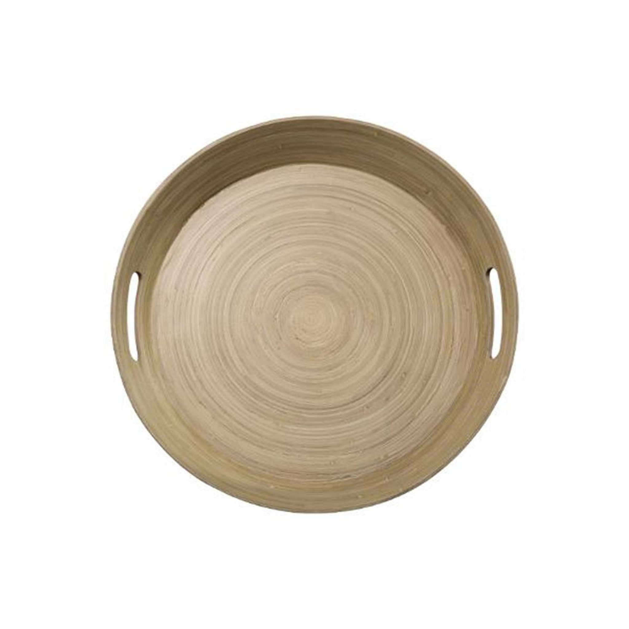 Voir la diapositive 2 : FIVE Plateau en bambou laqué rond  bicolore  42cm naturel