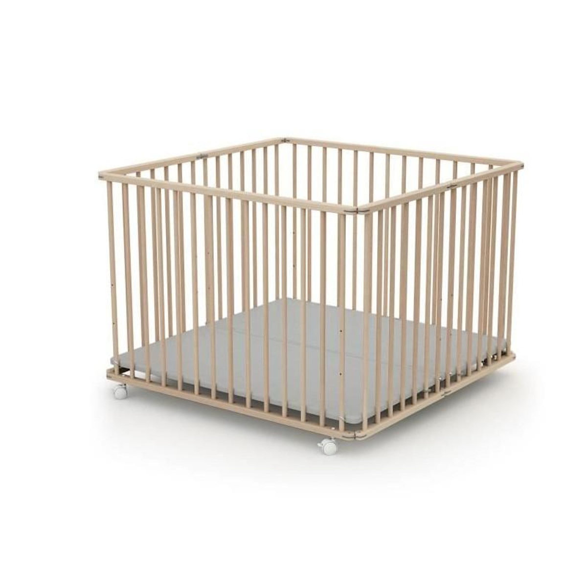 WEBABY Parc bébé pliant en bois 100 x 100 cm