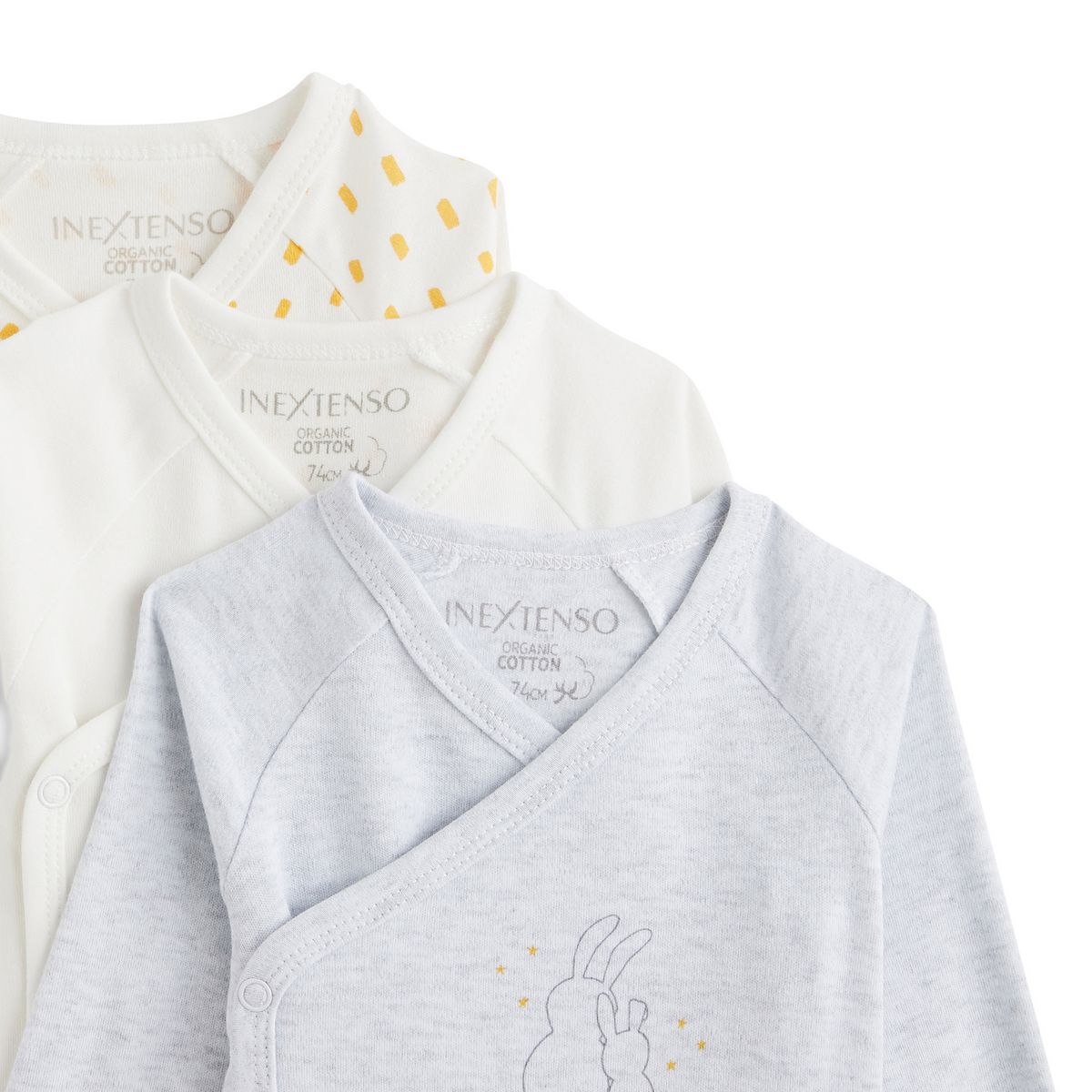 INEXTENSO Lot de 3 bodies de naissance manches longues bébé garçon