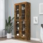 Voir la diapositive 1 : VIDAXL Armoire a vitrine Chene fume 82,5x30,5x185,5 cm Bois ingenierie