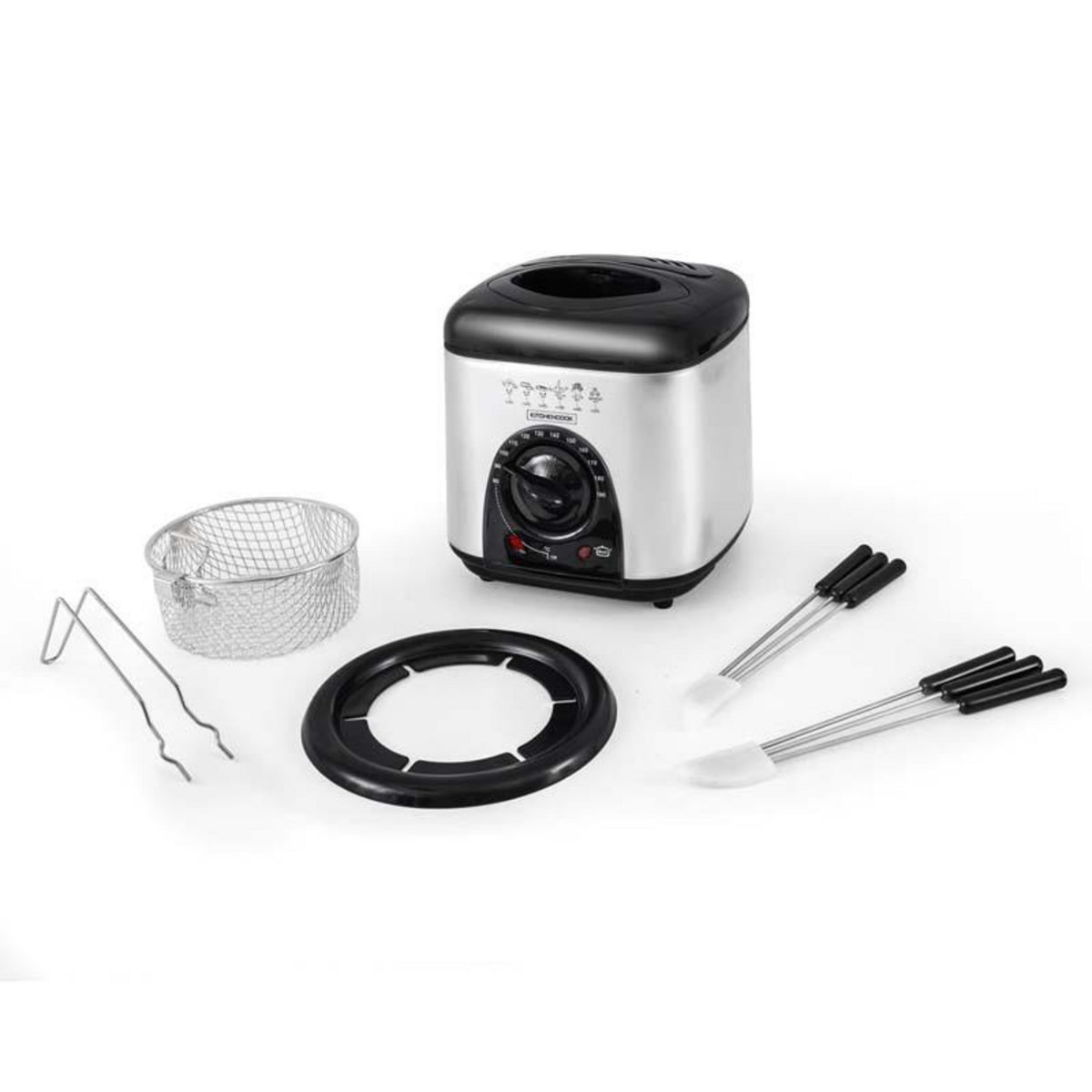 KITCHENCOOK Kitchencook - Friteuse électrique 1l 2en1  - Avec Service à Fondue - Couvercle Avec Fenêtre - Revêtement Antiadhésif