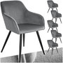 Voir la diapositive 1 : tectake Chaise style scandinave rembourrée aspect velours gris/noir Lot de 6