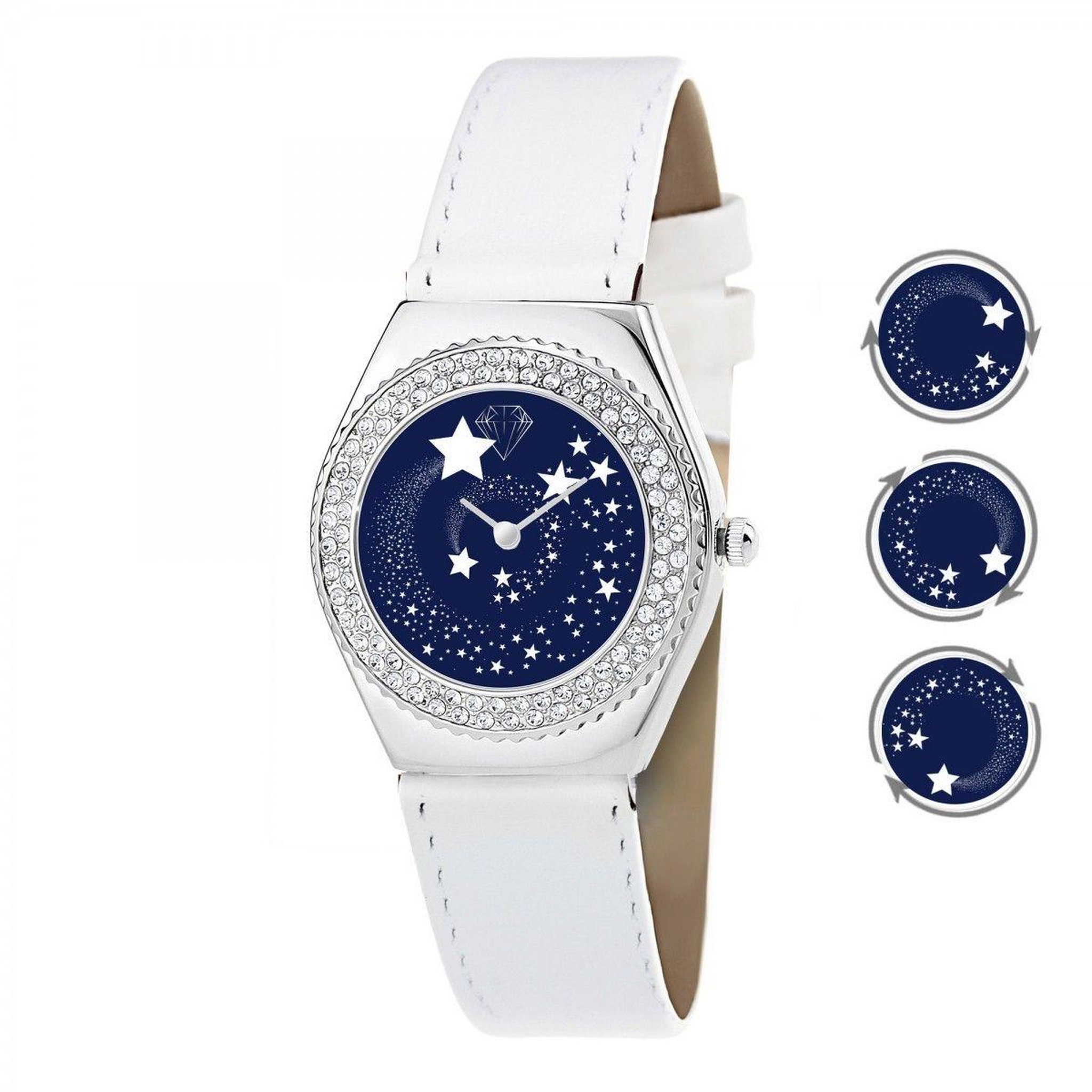 Voir la diapositive 3 : SC CRYSTAL Montre Alysson étoiles à mouvement tournant SC Crystal ornée de 88 Cristaux scintillants et son Collier