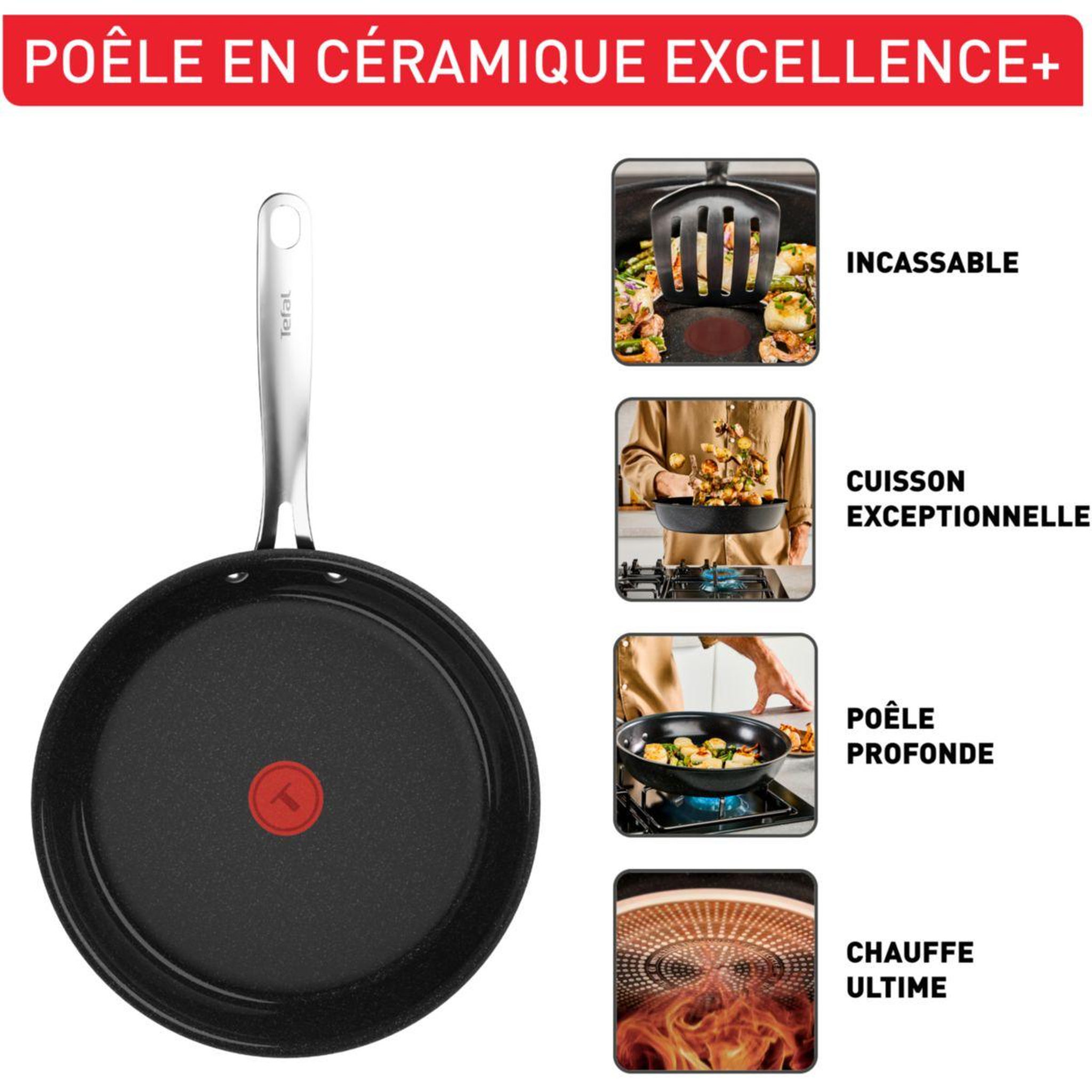 Voir la diapositive 3 : TEFAL Poêle EXCELLENCE + CERAM 30cm