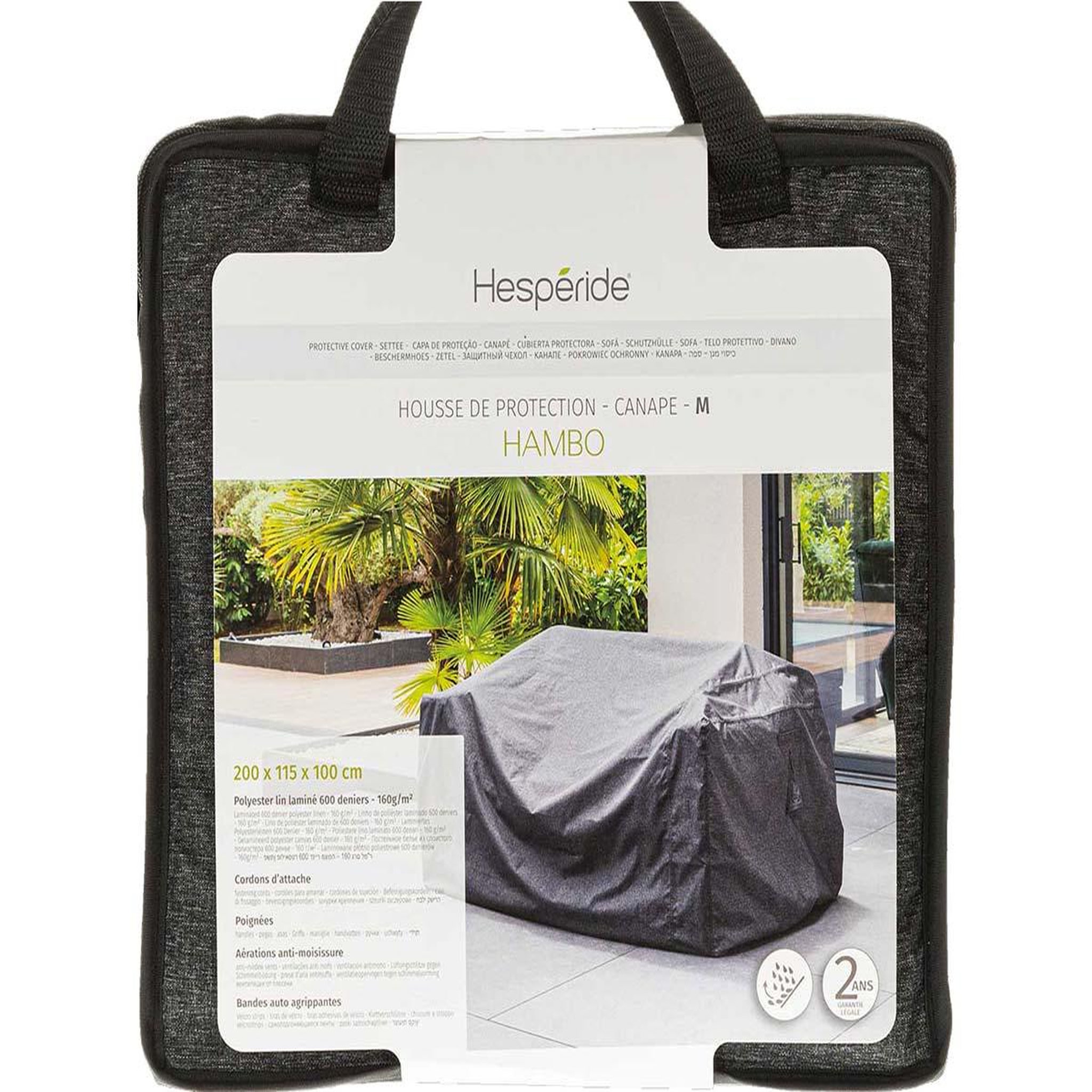 Voir la diapositive 2 : HESPERIDE Housse pour canapé hambo m gris - 200 x 115 x 100 cm - hespéride