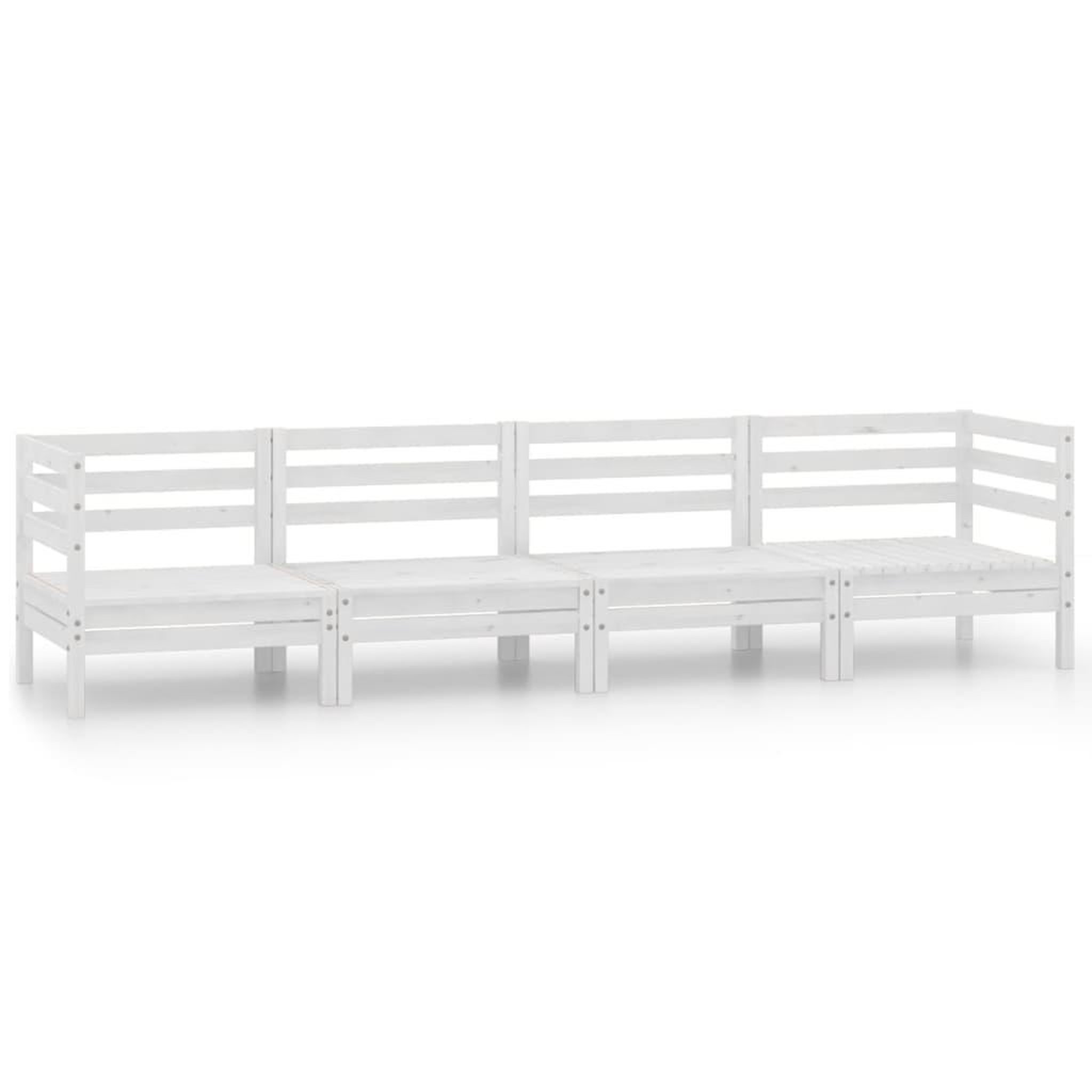 Voir la diapositive 2 : VIDAXL Salon de jardin 4 pcs Blanc Bois de pin massif