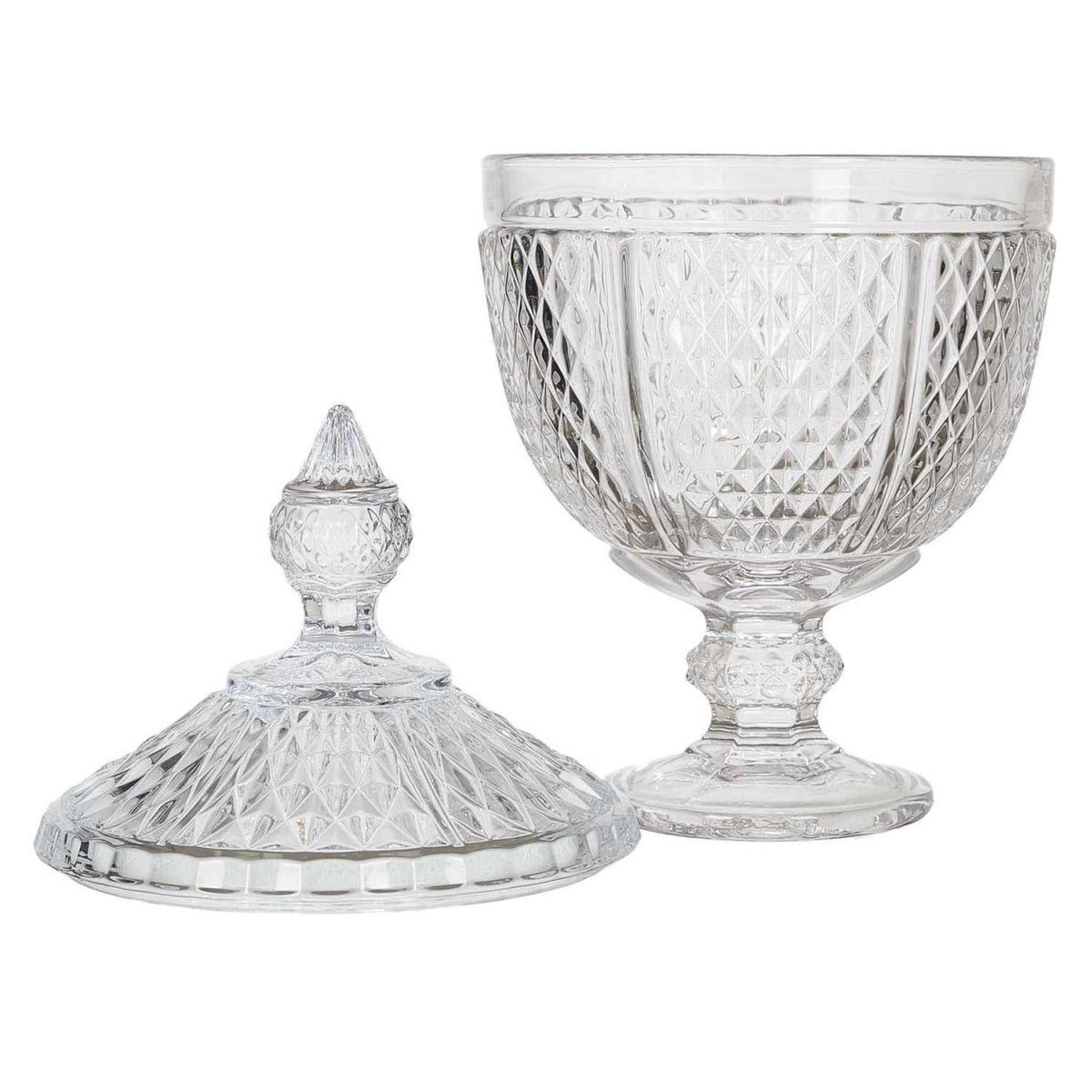 Voir la diapositive 2 : The Home Deco Factory Bonbonnière design en verre  diamant  31cm transparent