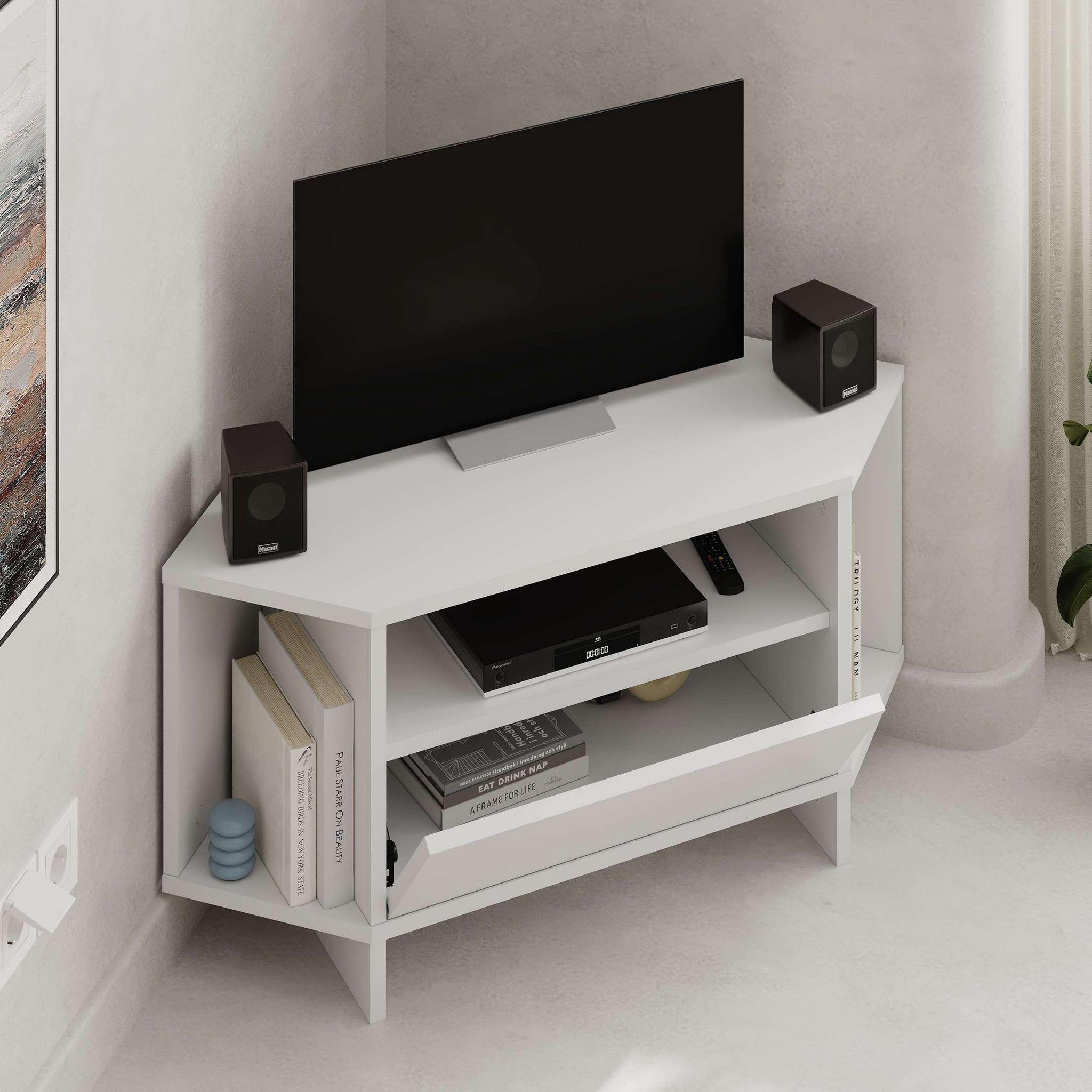 Voir la diapositive 3 : Habitat et Jardin Meuble tv en bois  viva  - 95 x 35 x 45 cm - blanc