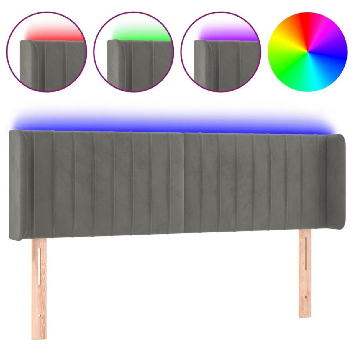 VIDAXL Tete de lit a LED Gris clair 147x16x78/88 cm Velours
