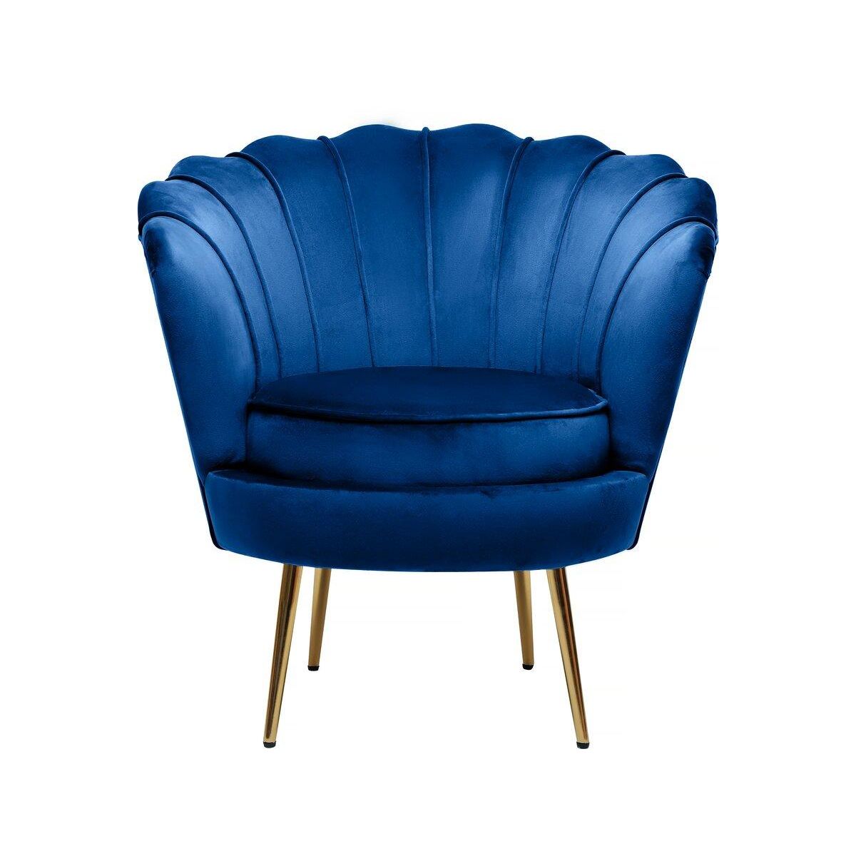 Habitat et Jardin Fauteuil velours  Floria  - 70 x 73 x 76 cm - Bleu