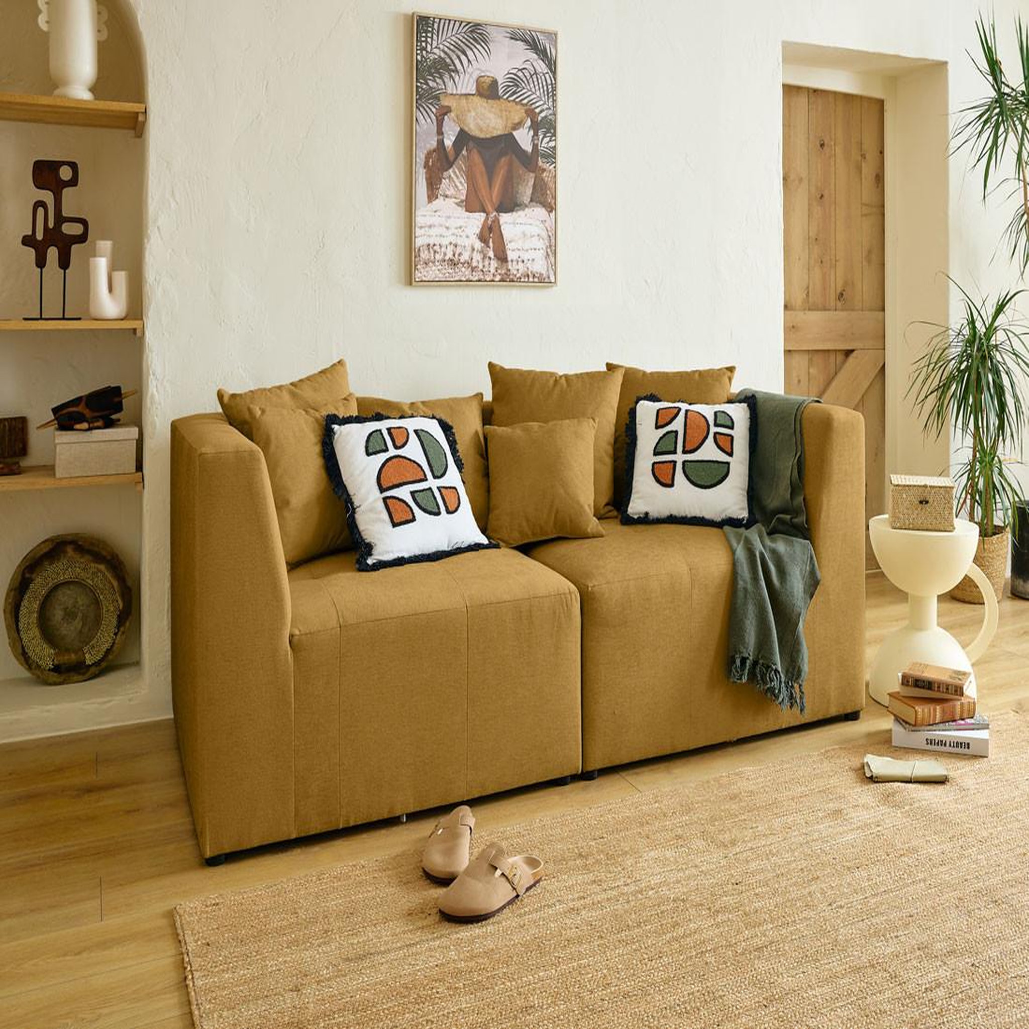 Voir la diapositive 2 : BEST MOBILIER Amalfi - module d'angle réversible - en tissu