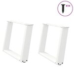 VIDAXL Pieds de table basse forme de U 2 pcs blanc 70x(42-43) cm acier