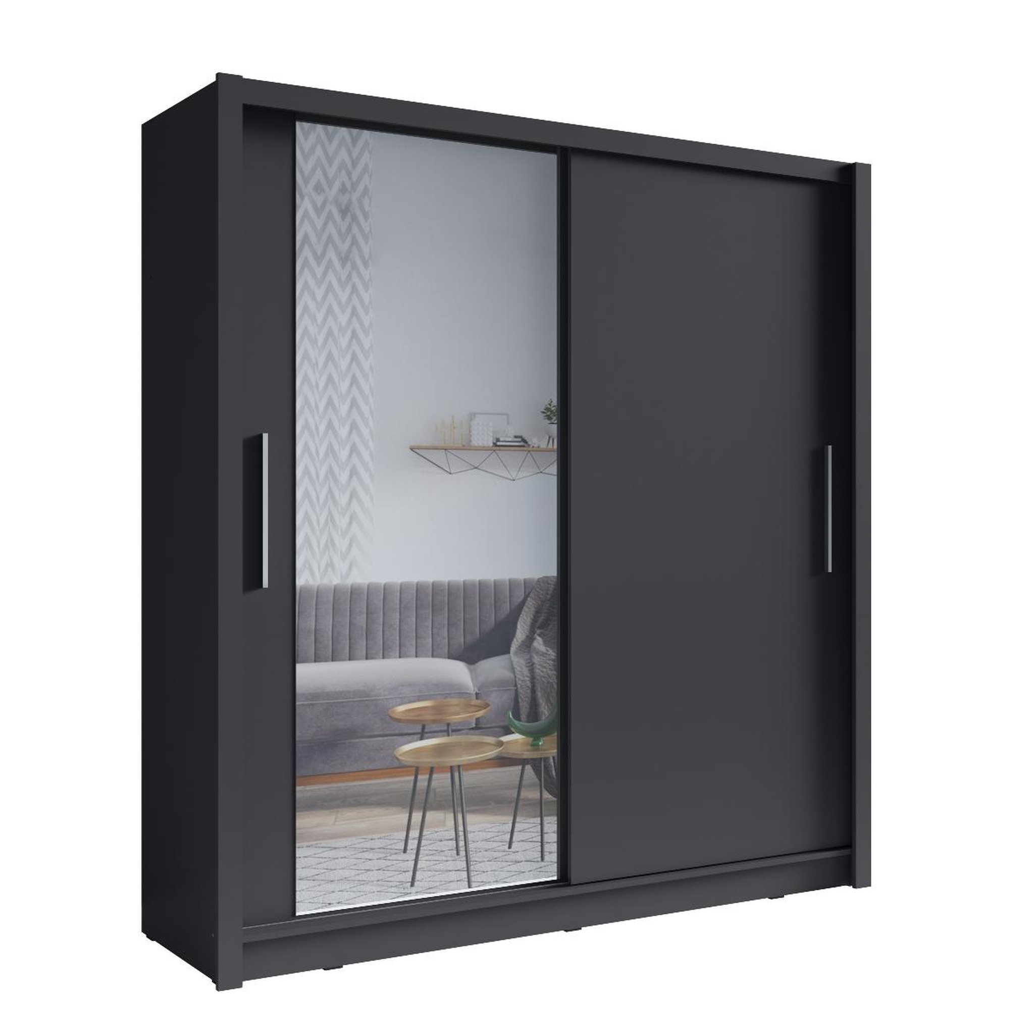 JLC KREATION Armoire moderne grise 2 portes coulissantes 205cm ulric