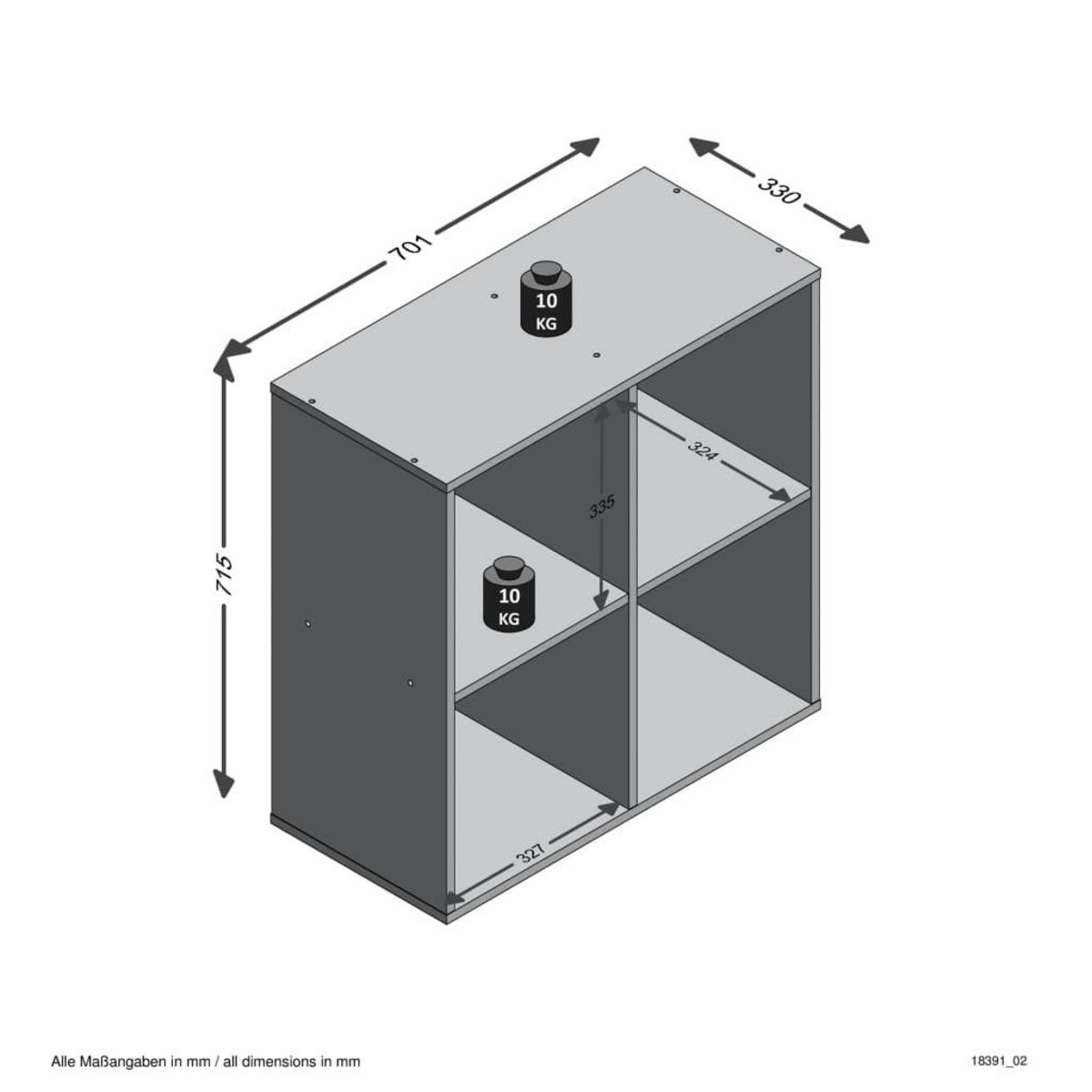 FMD FMD Etagere sur pied avec 4 compartiments Blanc
