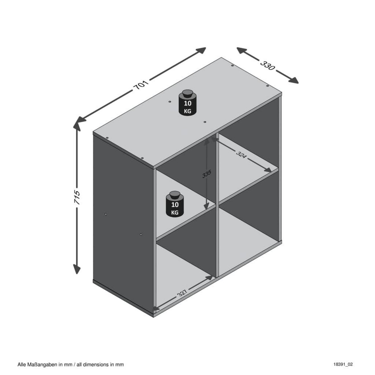 FMD FMD Etagere sur pied avec 4 compartiments Blanc