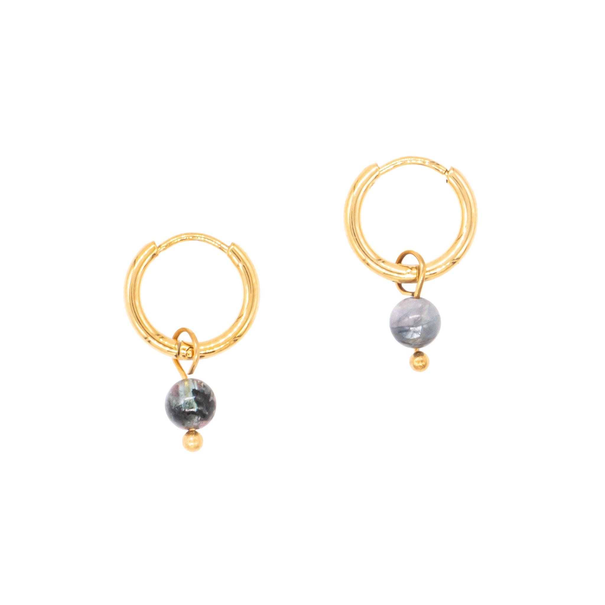 Voir la diapositive 1 : SLOYA Boucles d'oreilles créoles Serena en pierres Tourmaline