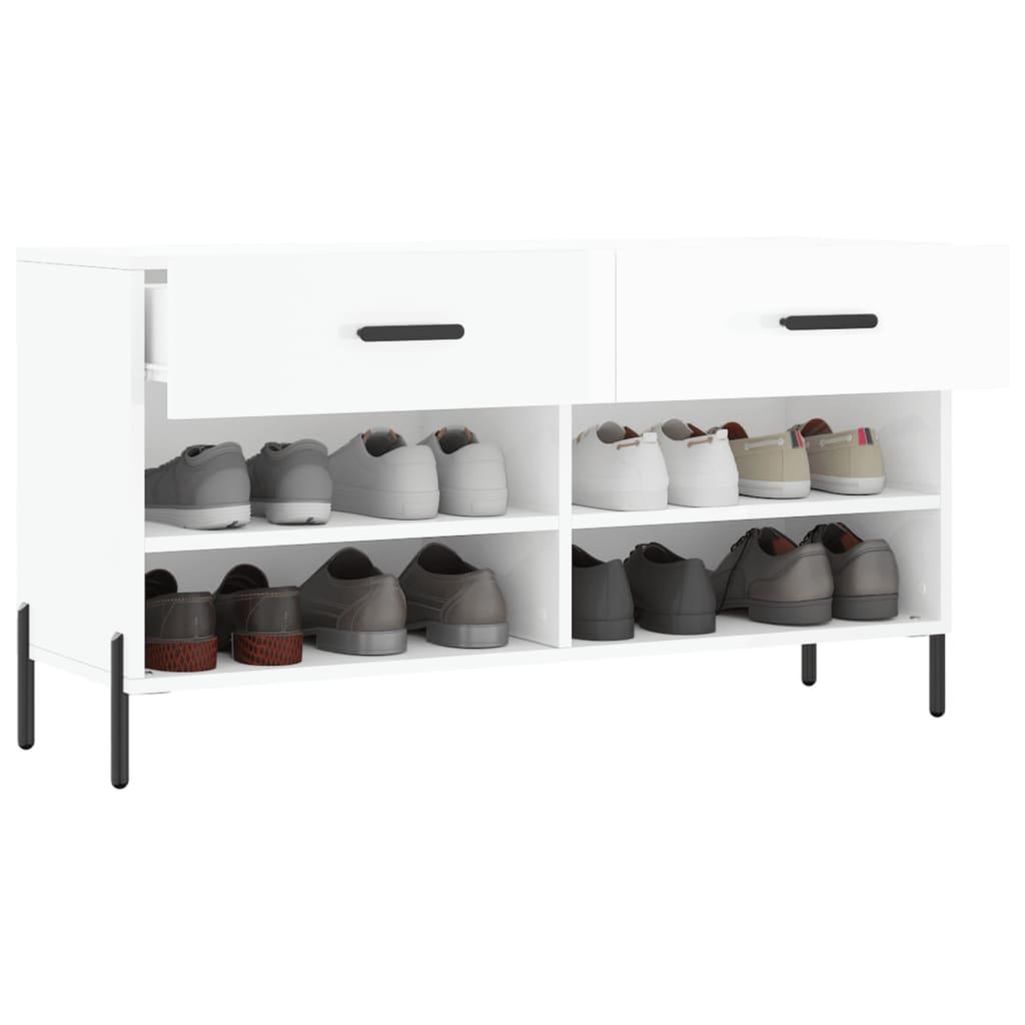 Voir la diapositive 4 : VIDAXL Banc a chaussures blanc brillant 102x35x55 cm bois d'ingenierie
