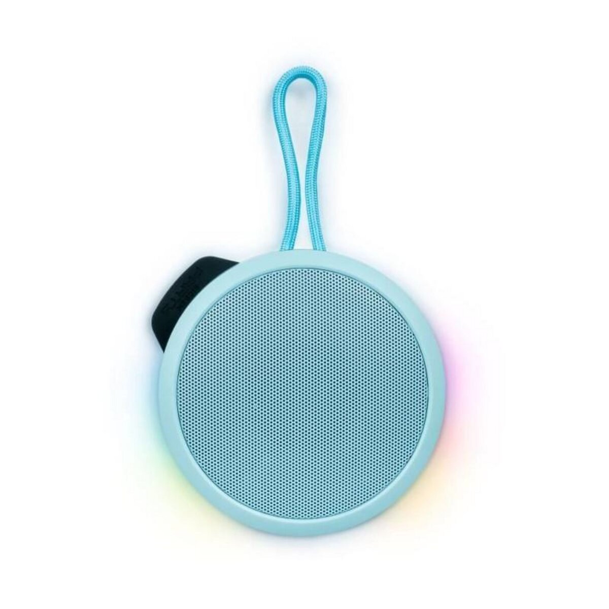 BIGBEN PARTY BIGBEN Party - Enceinte Bluetooth ronde avec dragonne et effets lumineux - 15W - Bleu Pastel