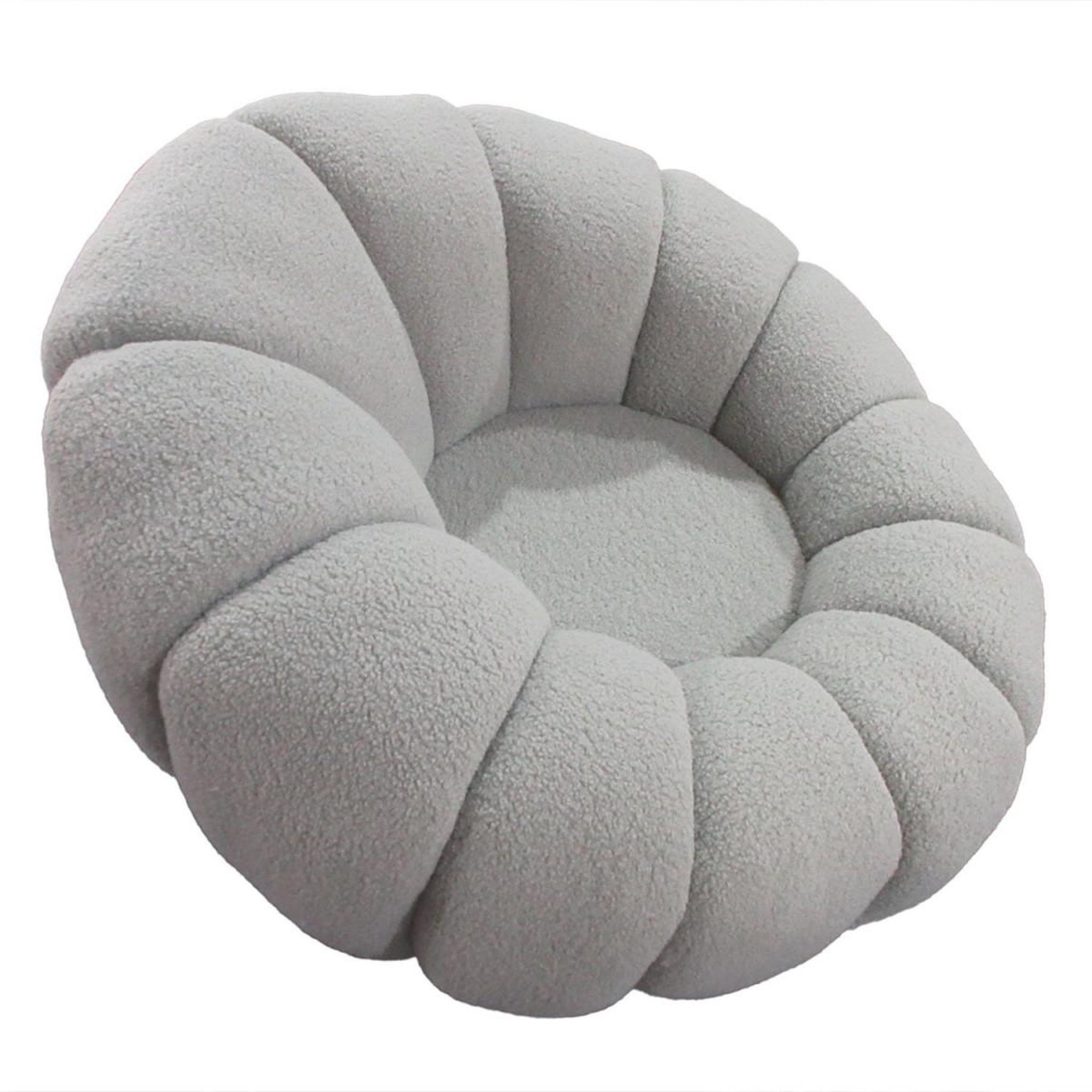 Voir la diapositive 2 : Paris Prix Fauteuil coquillage tournant  bouclette  98cm gris