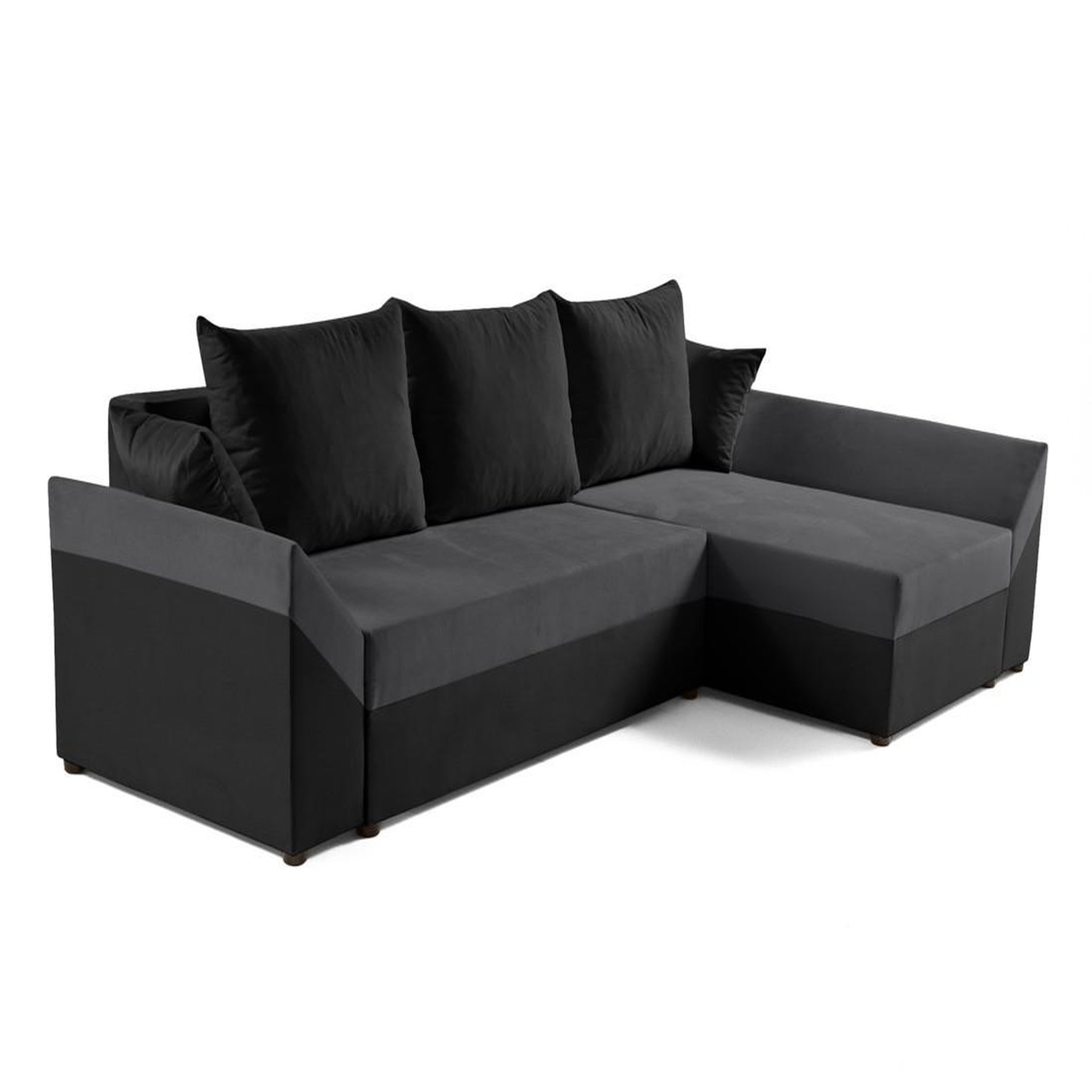 Voir la diapositive 4 : BEST MOBILIER Mike - canapé d'angle réversible - 4 places - convertible avec coffre - en velours