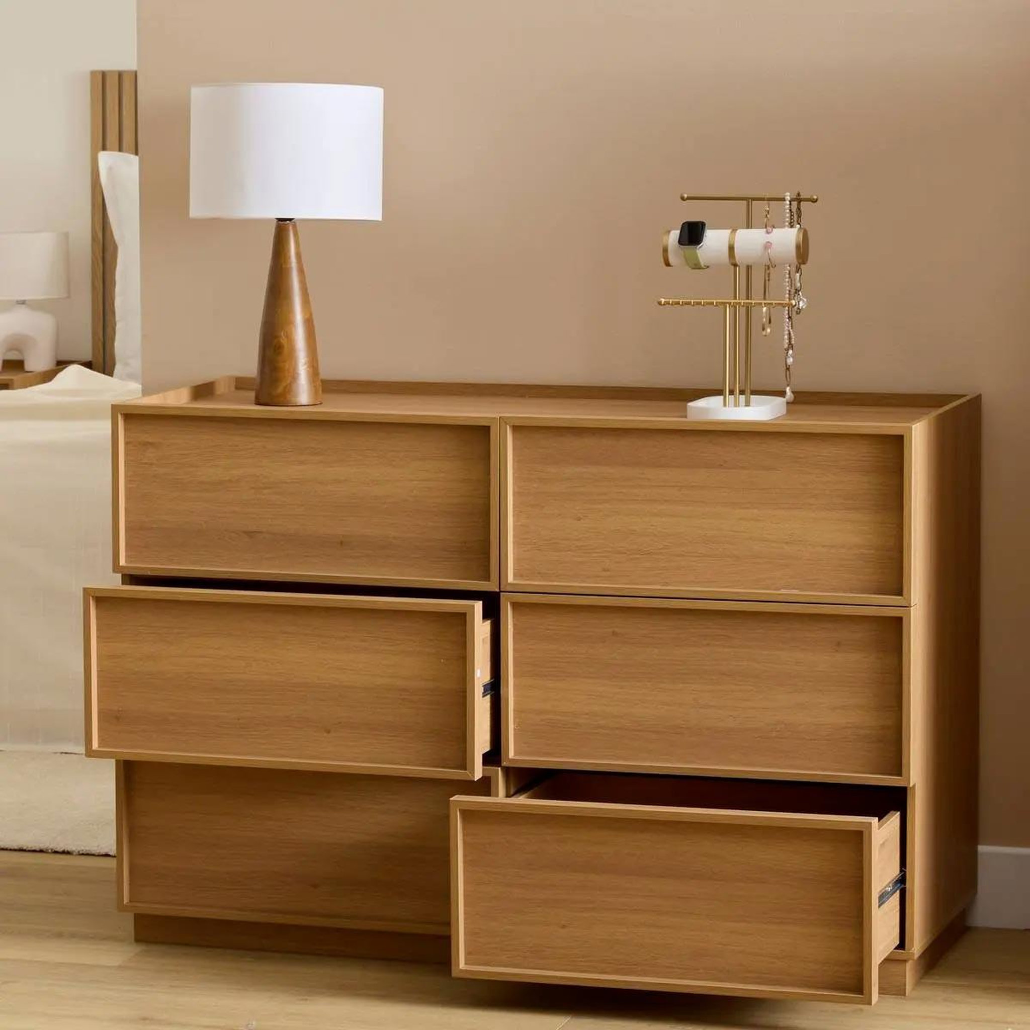 Voir la diapositive 4 : FIVE Commode 6 tiroirs  framy  115cm marron