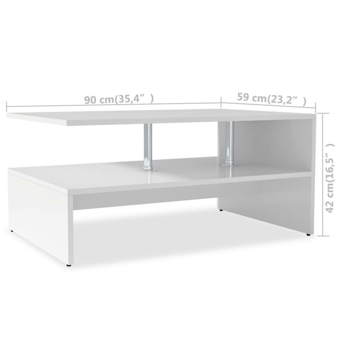 VIDAXL Table basse Bois d'ingenierie 90x59x42 cm Blanc