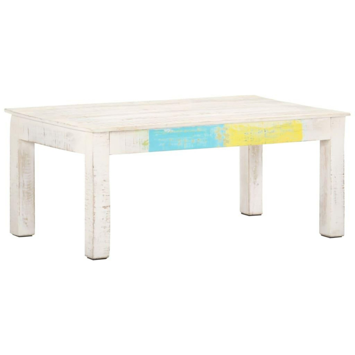 VIDAXL Table basse Blanc 110x60x45 cm Bois de manguier massif