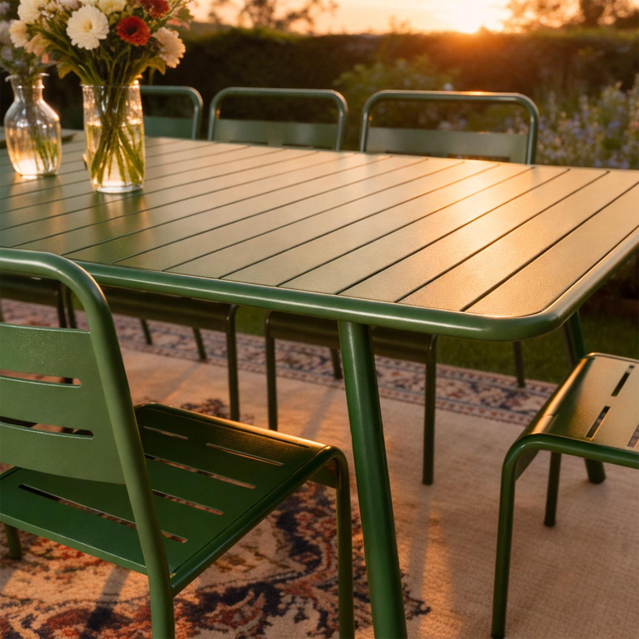 Voir la diapositive 5 : CONCEPT USINE Table de jardin 10-12 places 234cm verte BERGAME