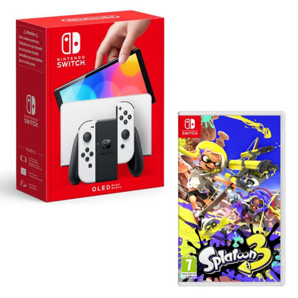 NINTENDO Console Nintendo Switch (modèle OLED) Joy-Con Blanc + Splatoon 3