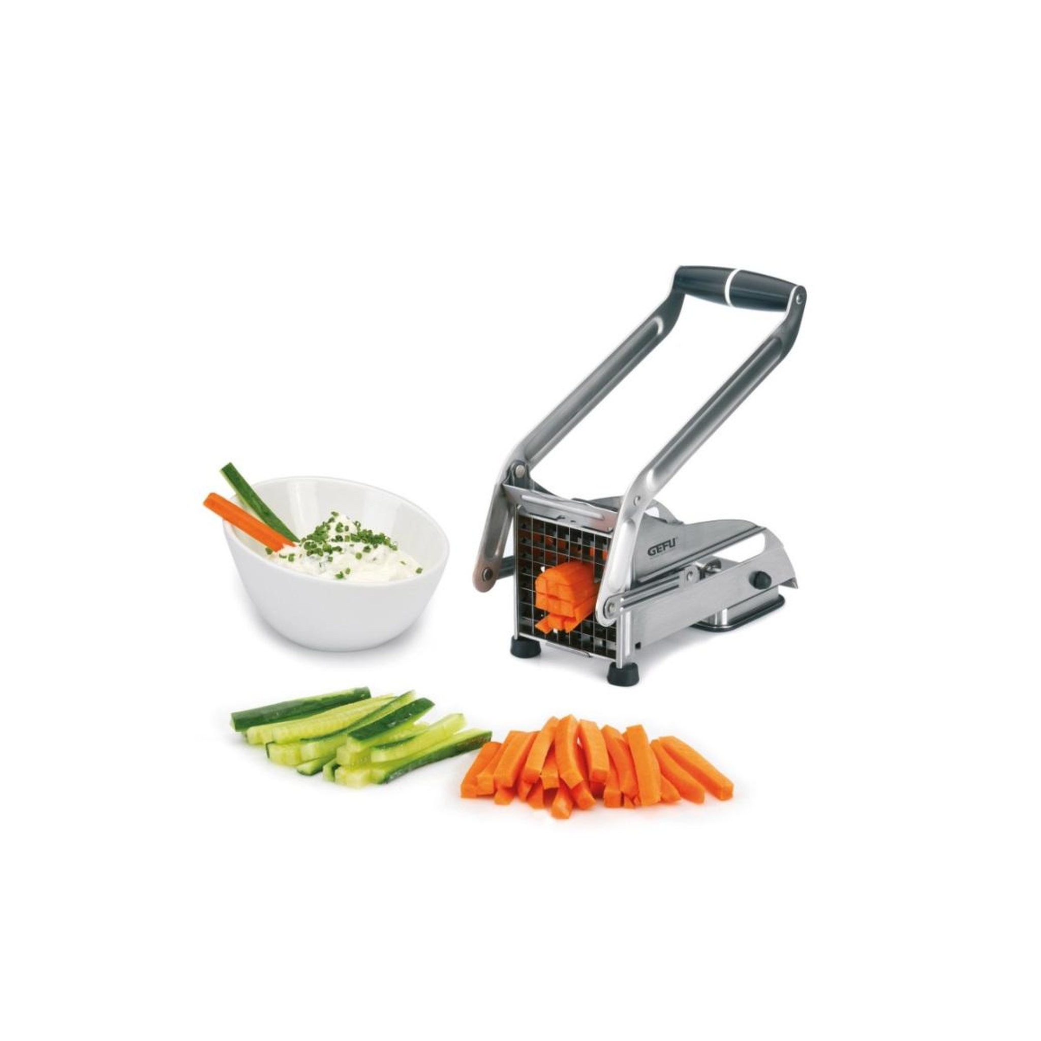 Voir la diapositive 4 : GEFU Coupe frites et légumes + grille noir - 13750
