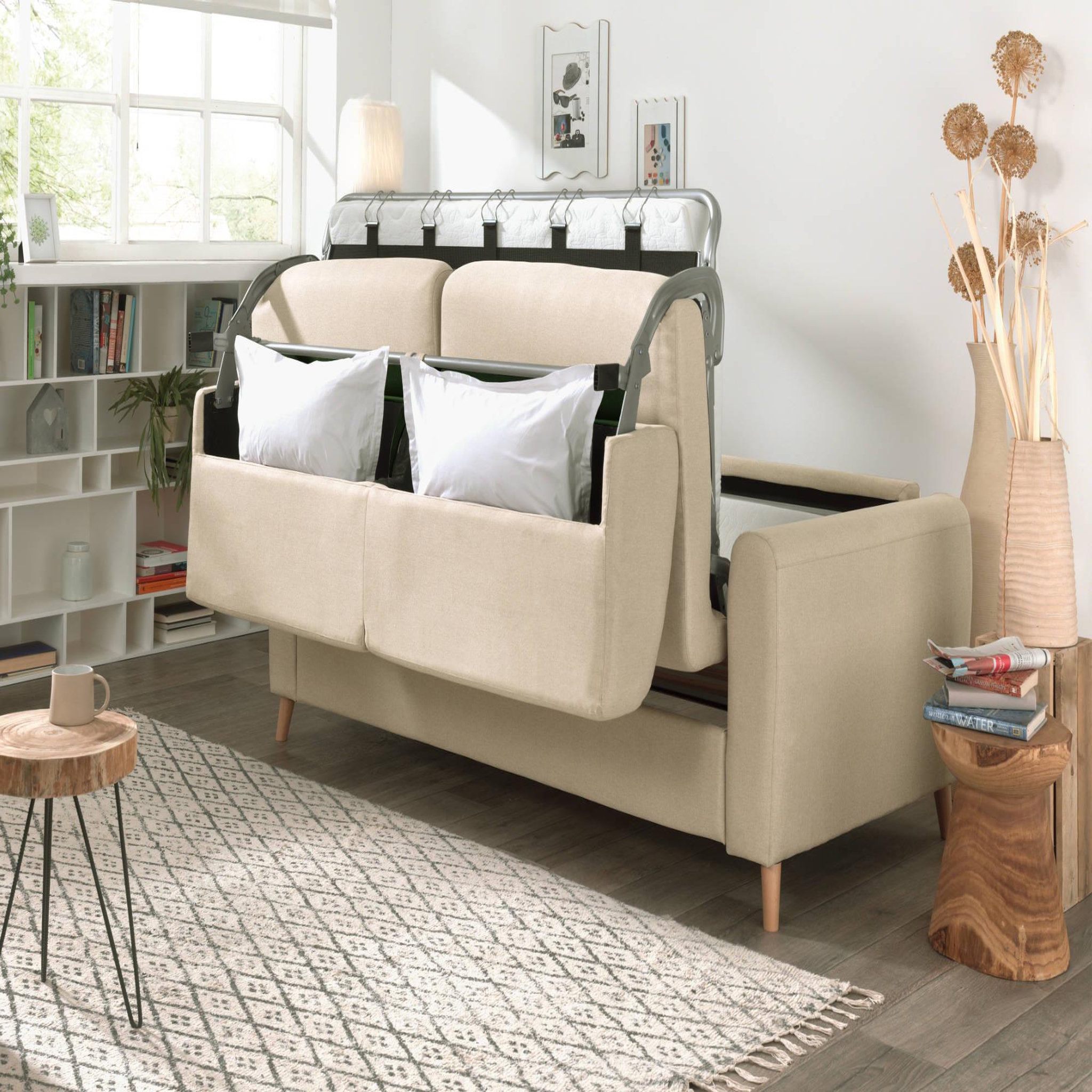 Voir la diapositive 4 : LISA DESIGN Timo - canapé 3 places convertible express couchage quotidien 140 cm matelas 12 cm en tissu