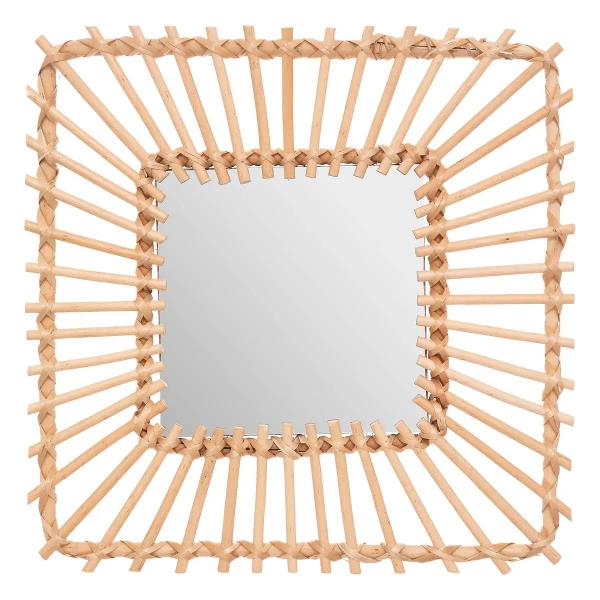ATMOSPHERA Miroir mural design  rotin carré  40cm beige