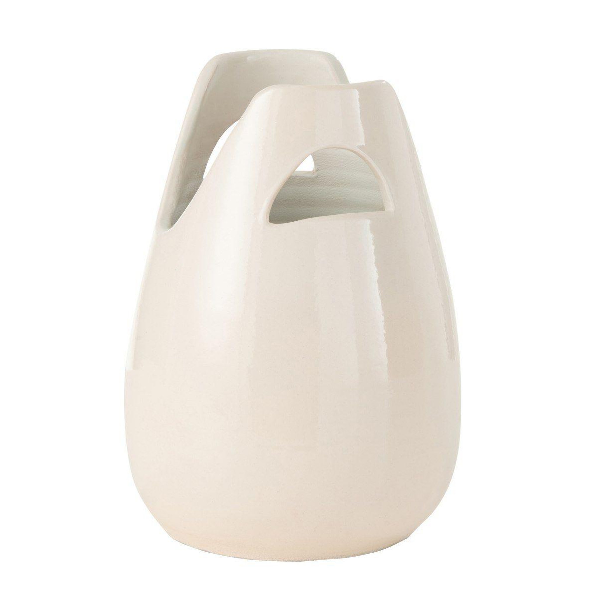 J-LINE Vase déco avec anses  pure nature  30cm blanc