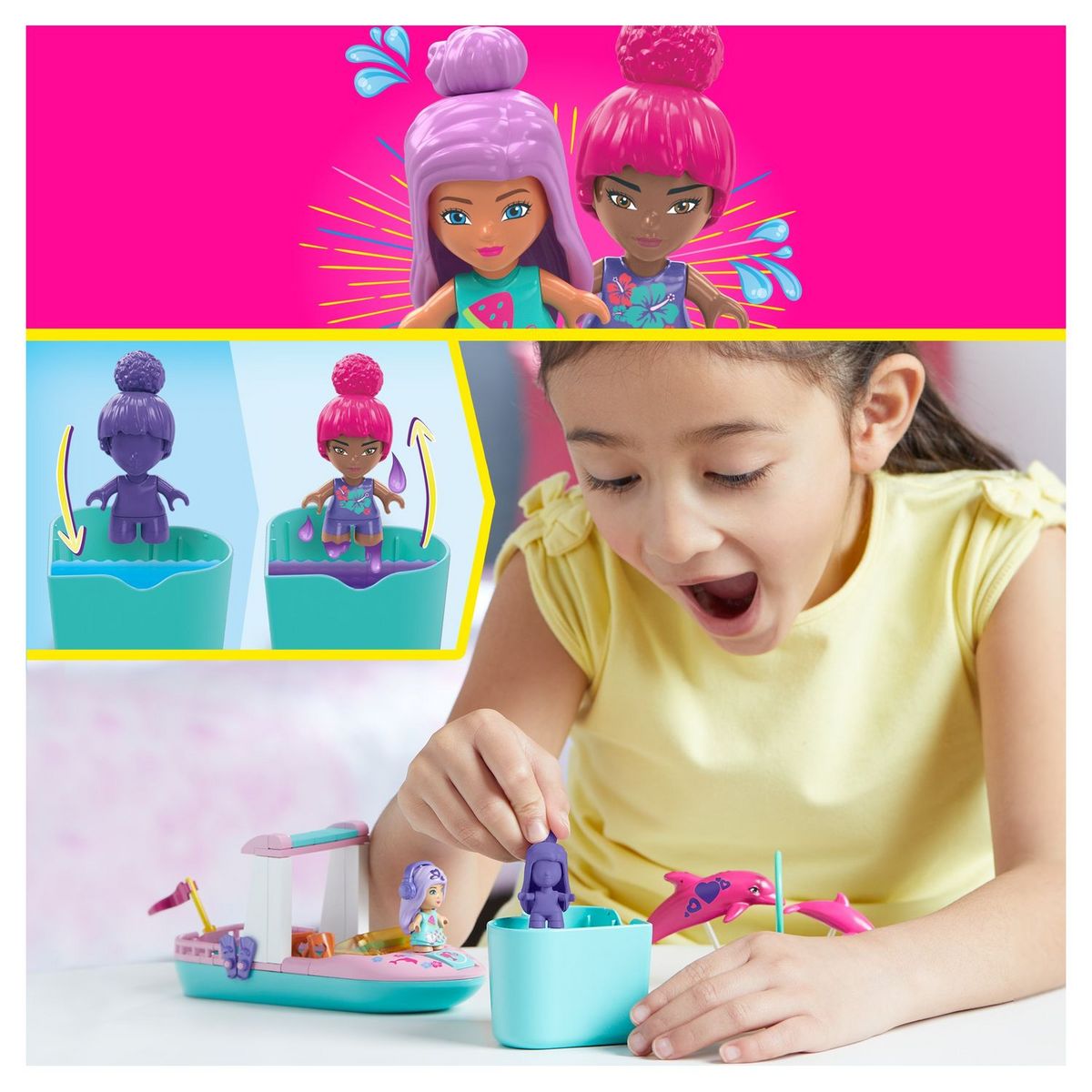 MATTEL MEGA - Barbie Color Reveal - Nage avec les dauphins