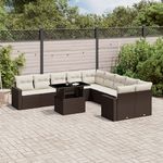 VIDAXL Salon de jardin et coussins 11 pcs marron resine tressee