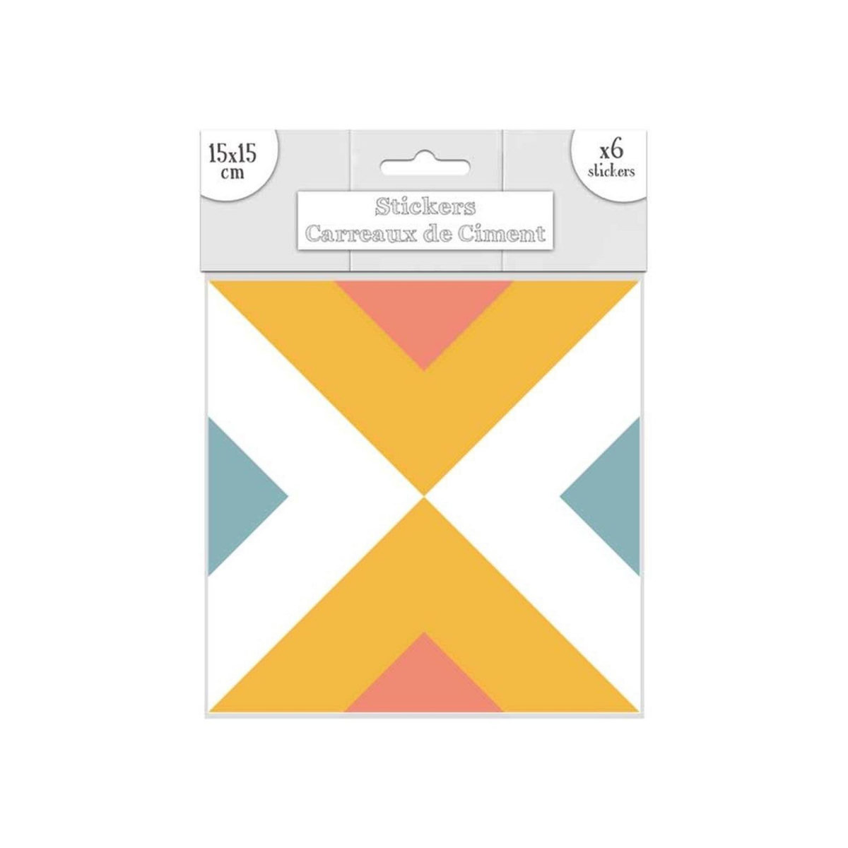 SUD TRADING 6 Stickers carreaux de ciment - 15 x 15 cm - Triangles Jaune et orange