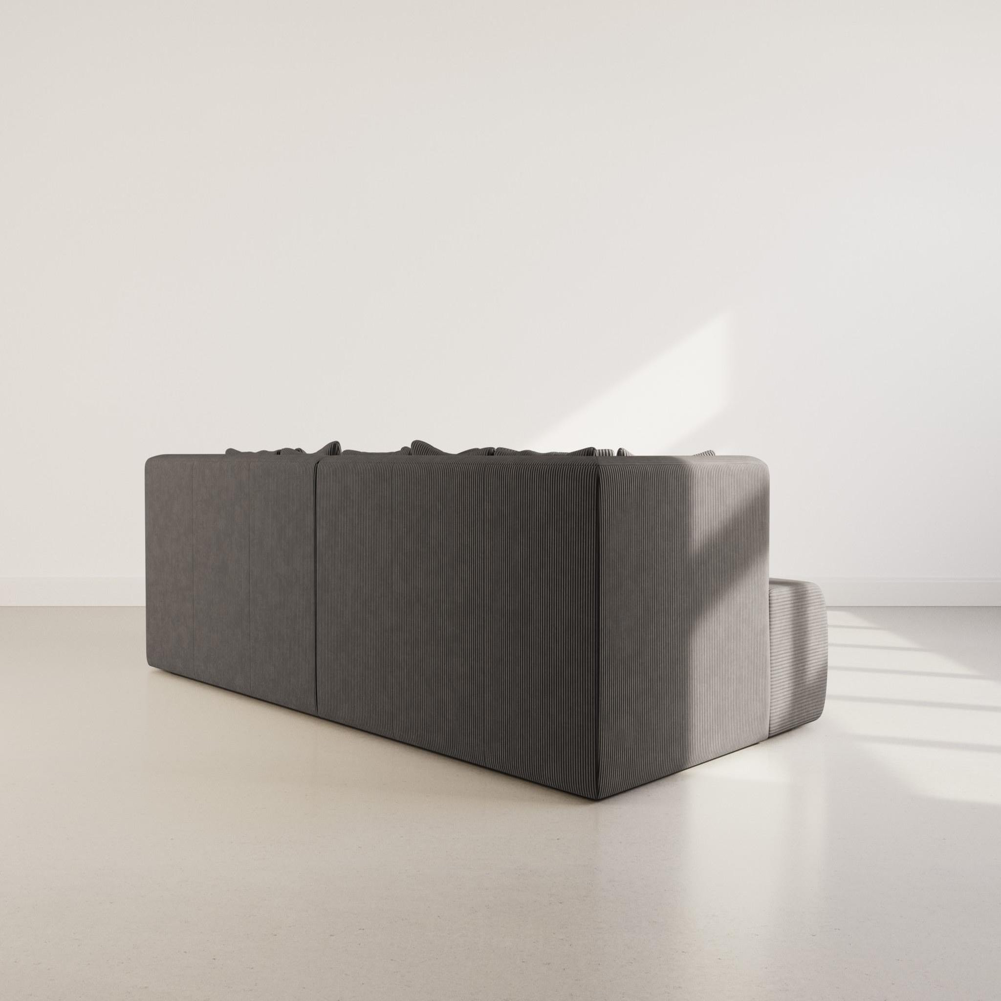 Voir la diapositive 4 : LISA DESIGN Onyx - canapé droit 4 places avec double méridienne - assise profonde - en velours côtelé