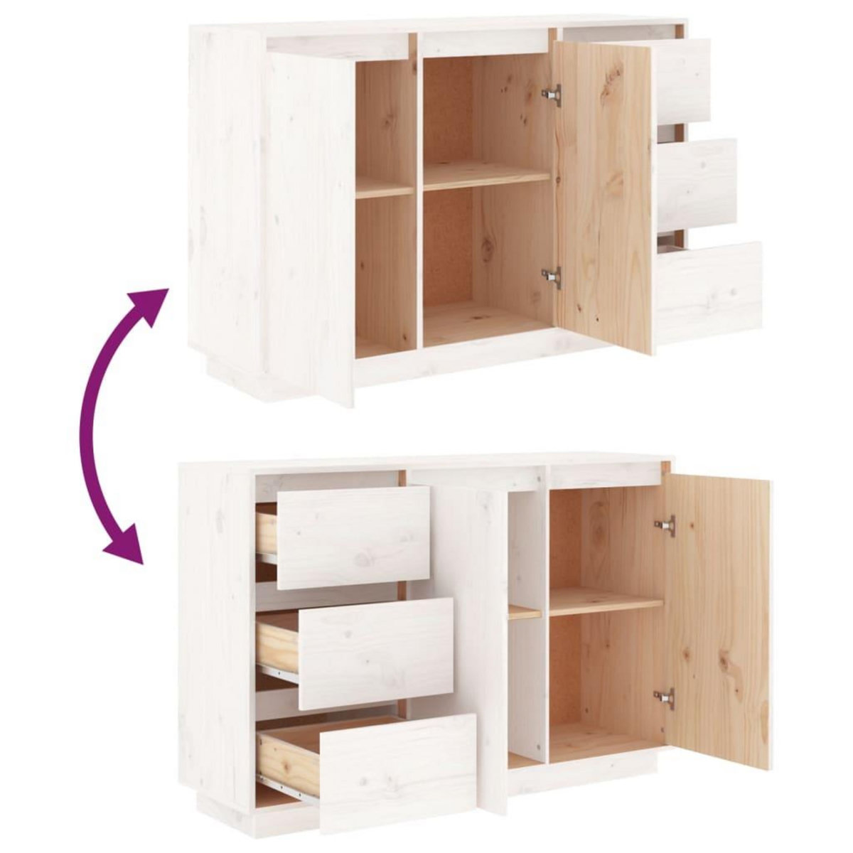 VIDAXL Buffet Blanc 111x34x75 cm Bois massif de pin