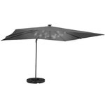 ID MARKET Parasol déporté inclinable rotatif 360 CALVI LED gris 3x4 M avec 4 dalles et housse