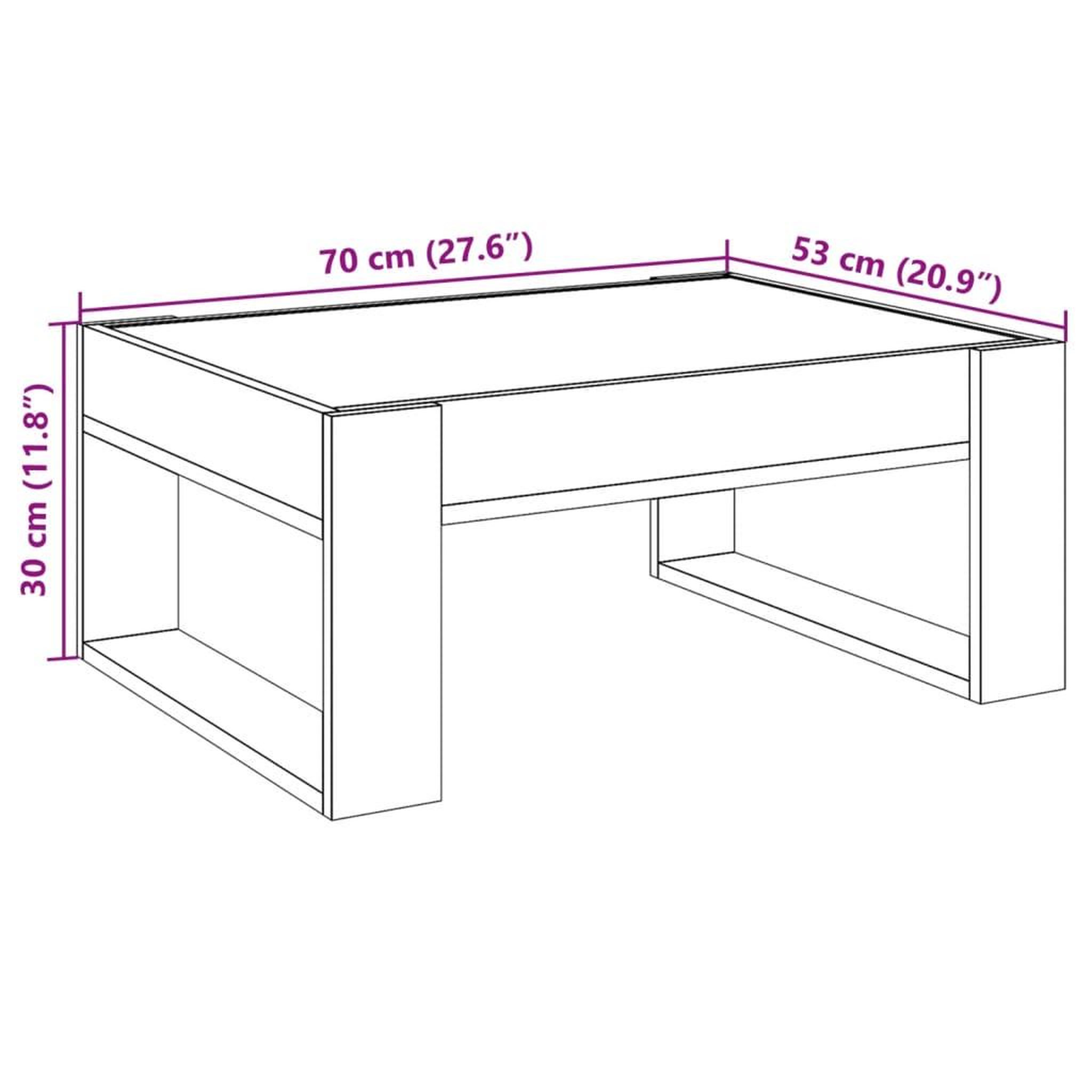 Voir la diapositive 6 : VIDAXL Table basse avec LED infini chene fume 70x53x30 cm