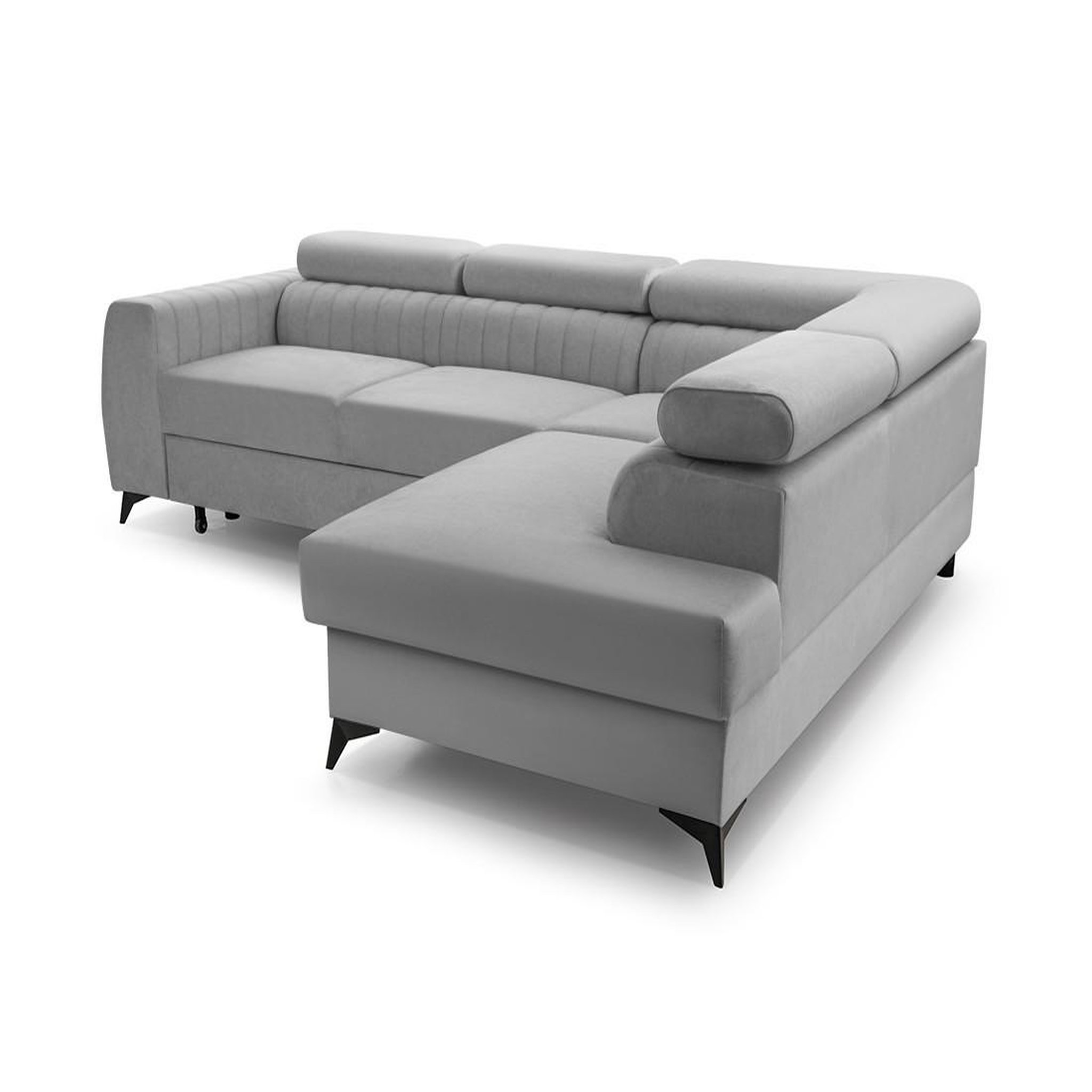 Voir la diapositive 6 : BEST MOBILIER Aneta - canapé d'angle droit 5 places - convertible avec coffre et têtières - en velours
