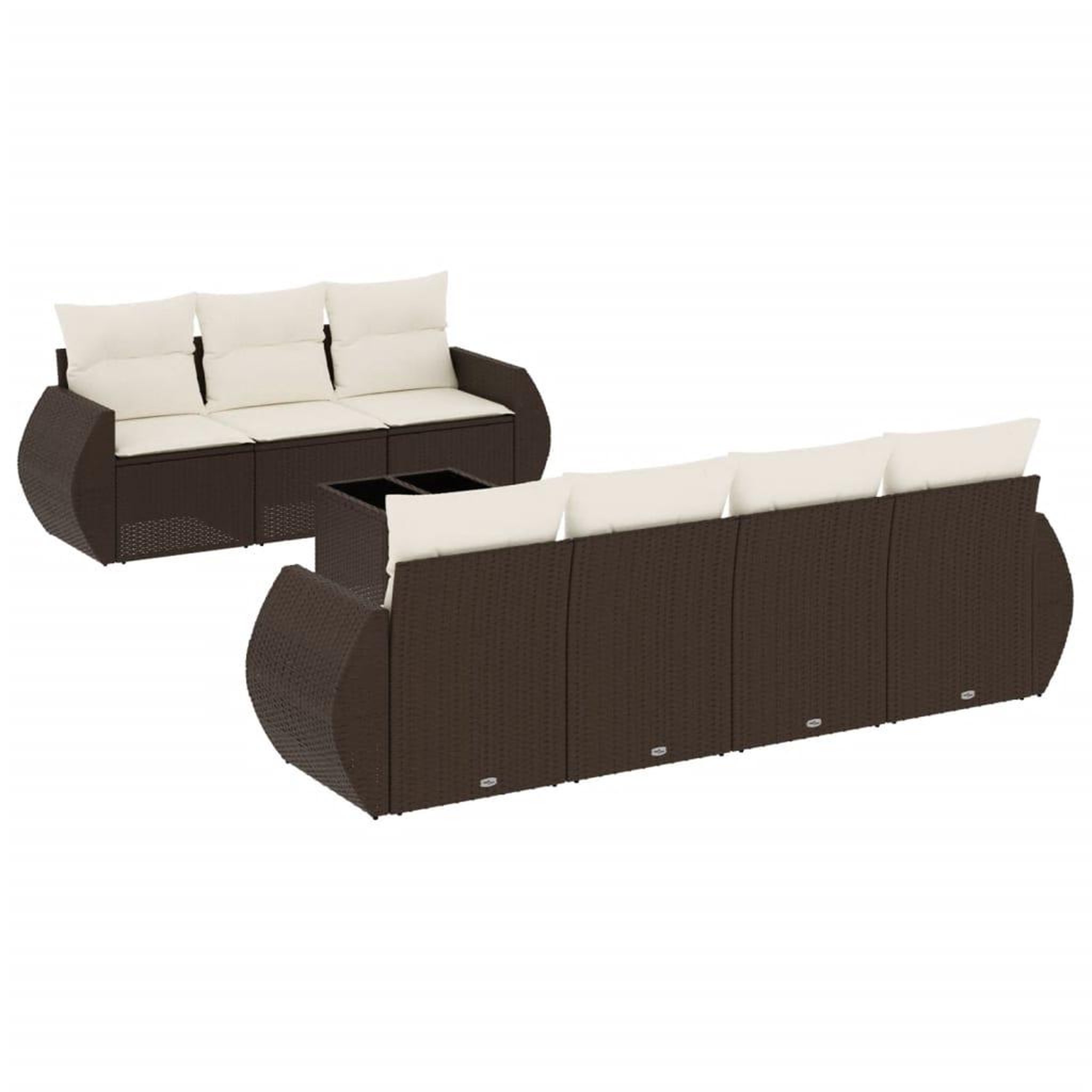 Voir la diapositive 2 : VIDAXL Salon de jardin 8 pcs avec coussins marron resine tressee