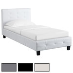 IDIMEX Lit simple REVE, 90 x 190 cm, capitonné avec sommier, revêtement synthétique. Coloris disponibles : Gris, Blanc, Noir